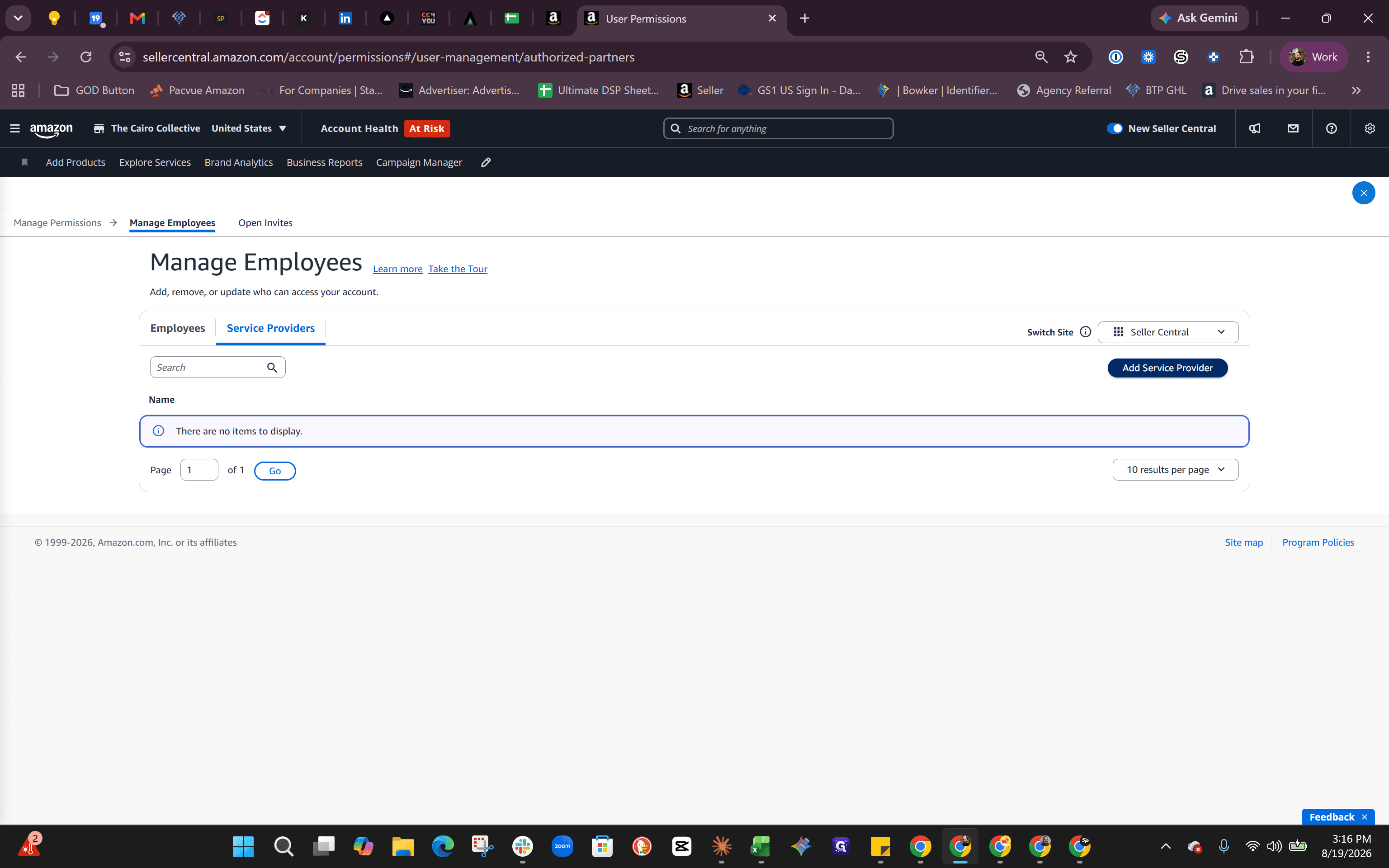 Step #3: Under the Service Providers tab and click Add Service Provider.