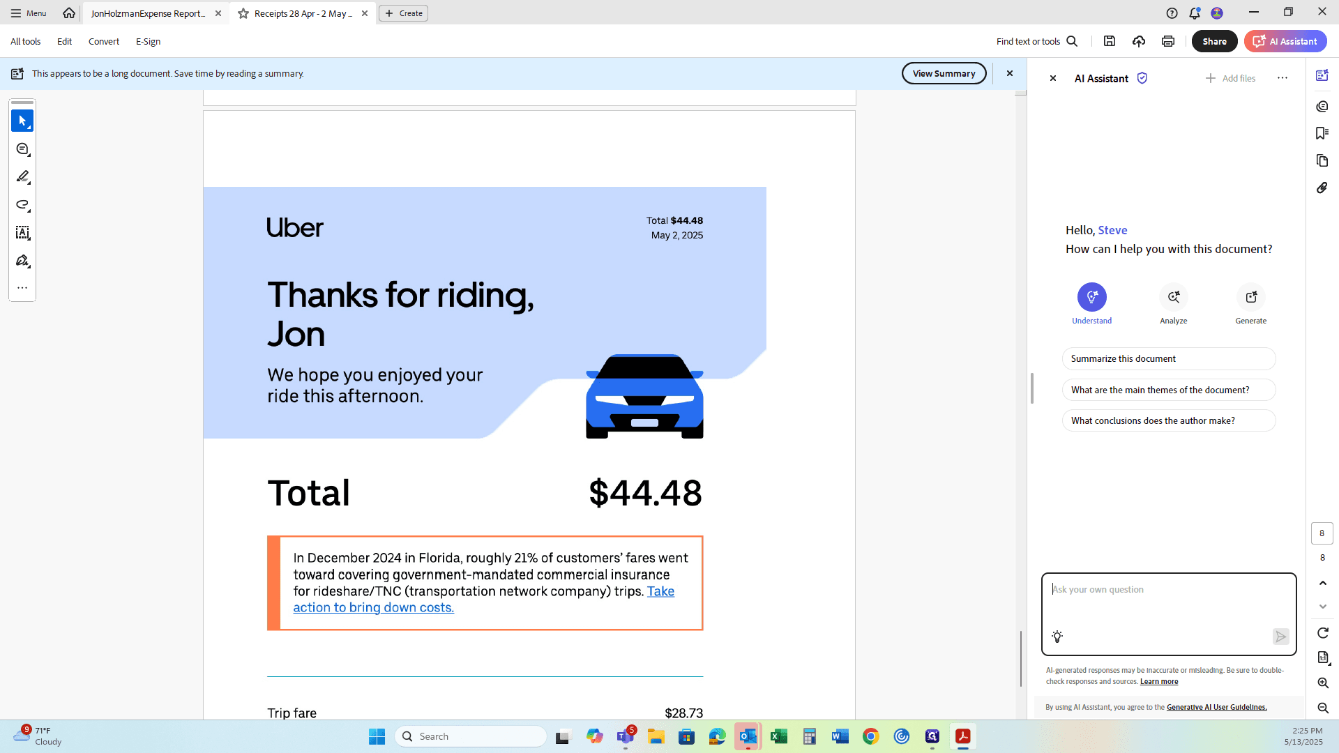 Step #20: Click on "JonHolzmanExpense Report"