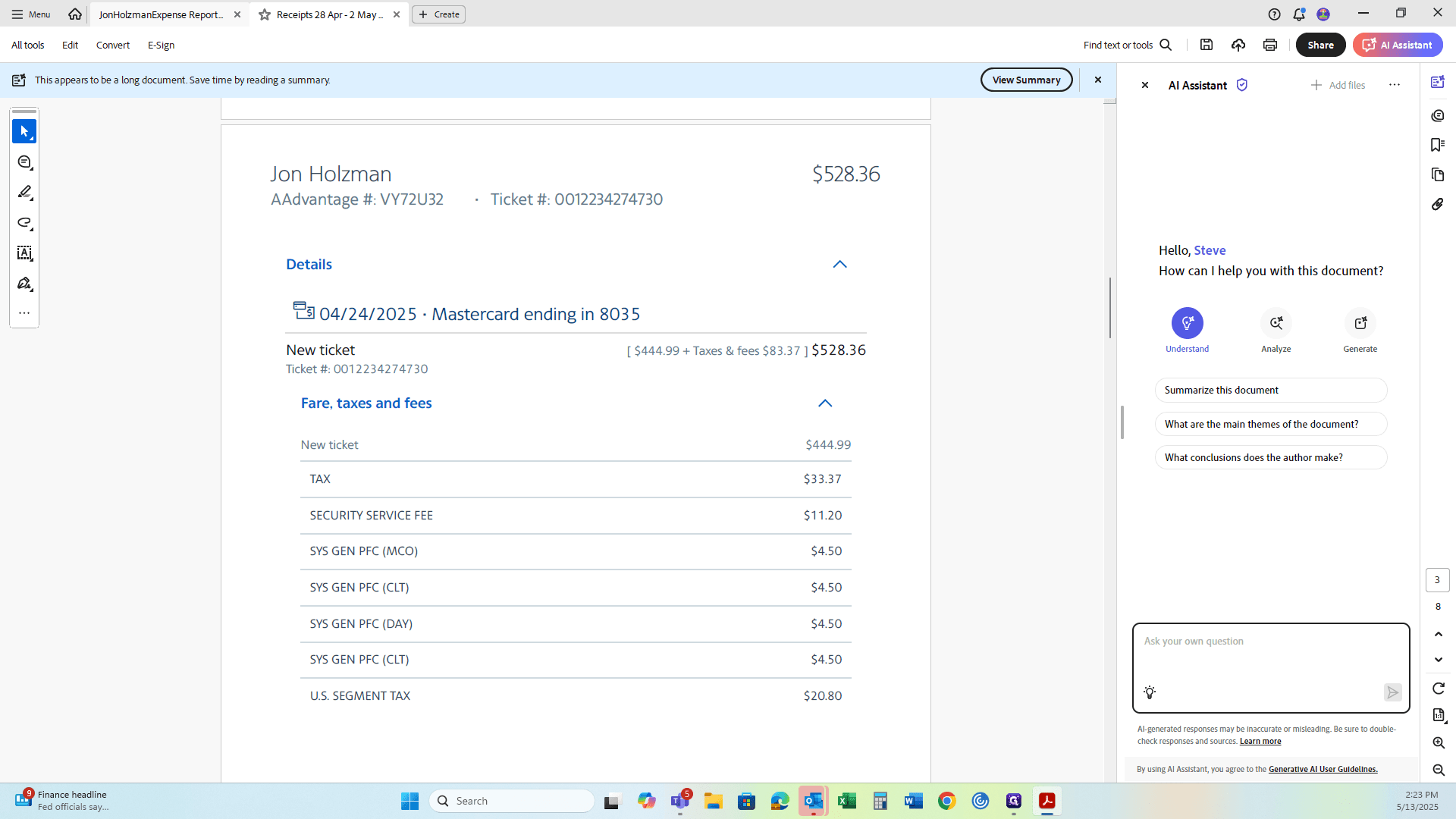 Step #8: Click on "JonHolzmanExpense Report"