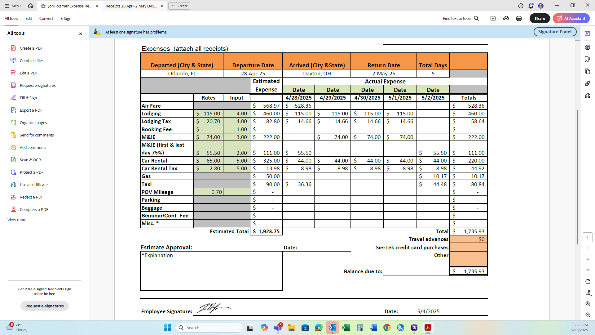 Step #19: Click on "Receipts 28 Apr - 2 May DAY"