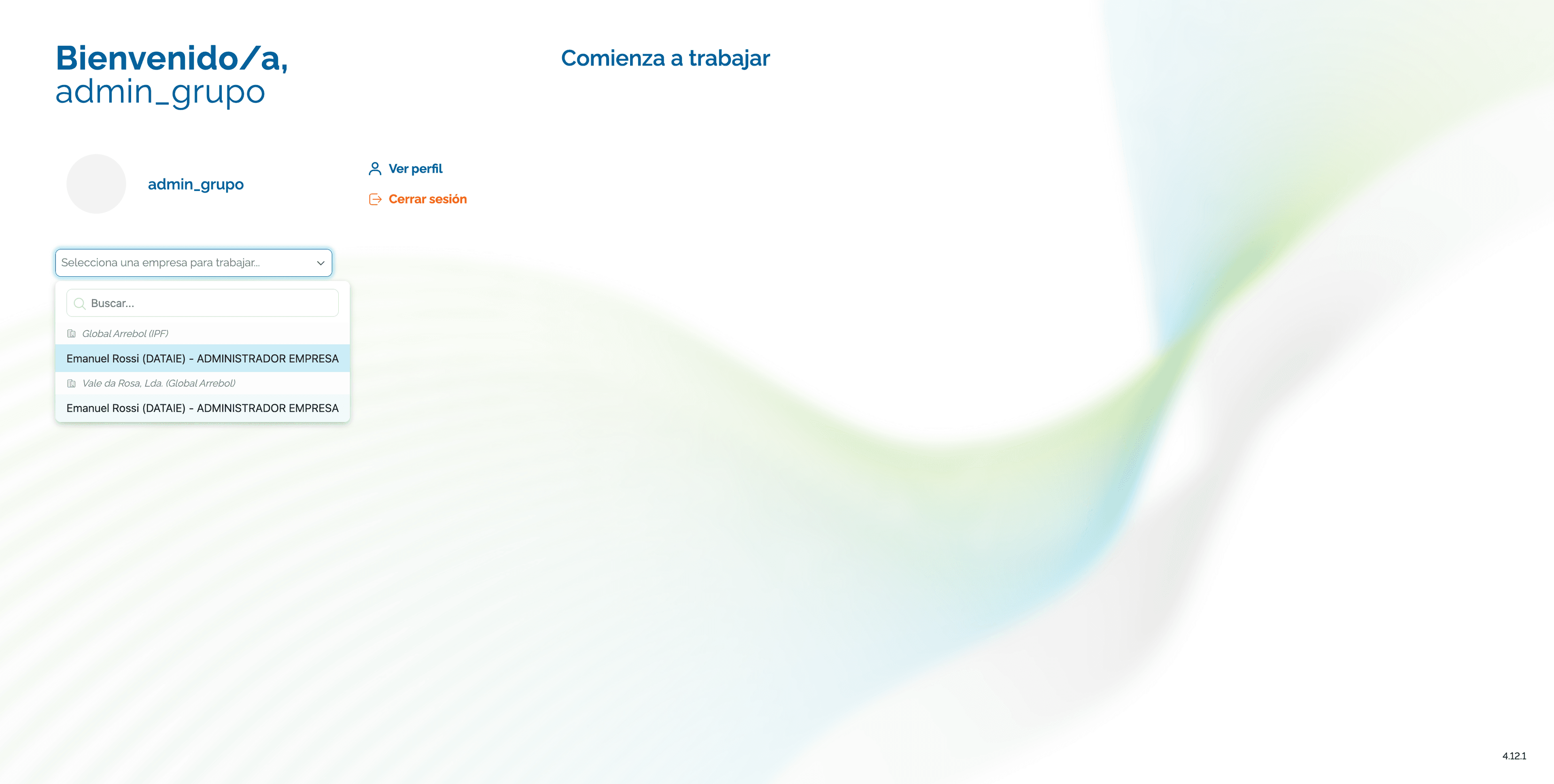 Step #4: Selecciona la empresa con la que deseas comenzar a trabajar de la lista desplegable.