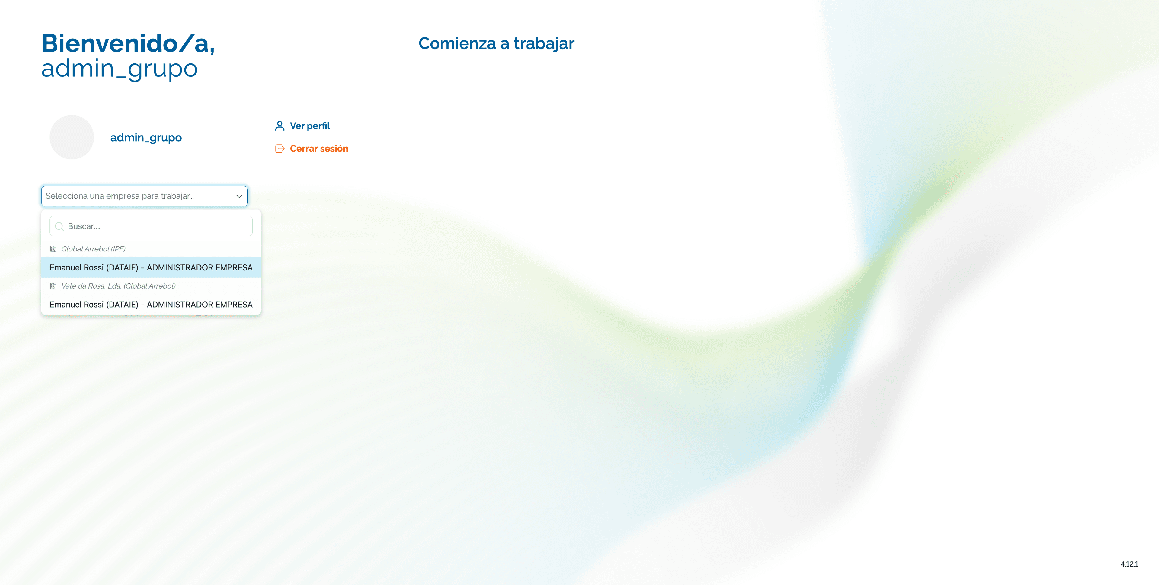 Step #14: Selecciona la segunda empresa de la lista para cargar su entorno de trabajo.