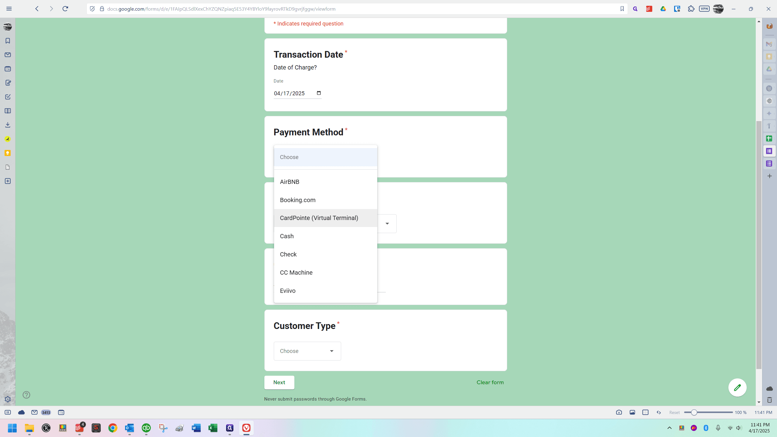 Step #40: Click on "CardPointe ( Virtual Terminal )"