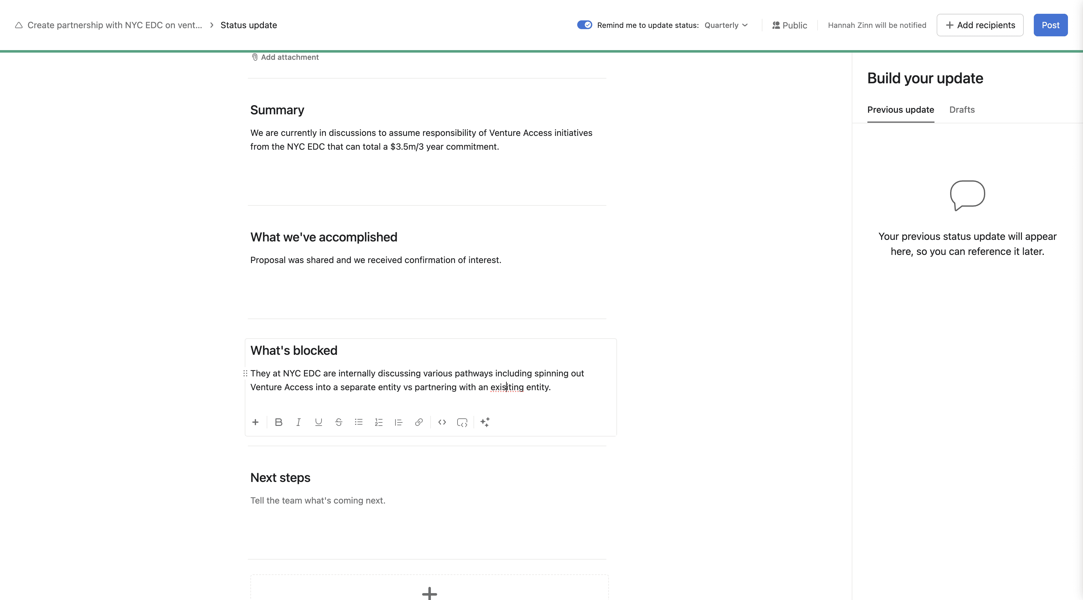 Step #10: Clic here to add blockers.