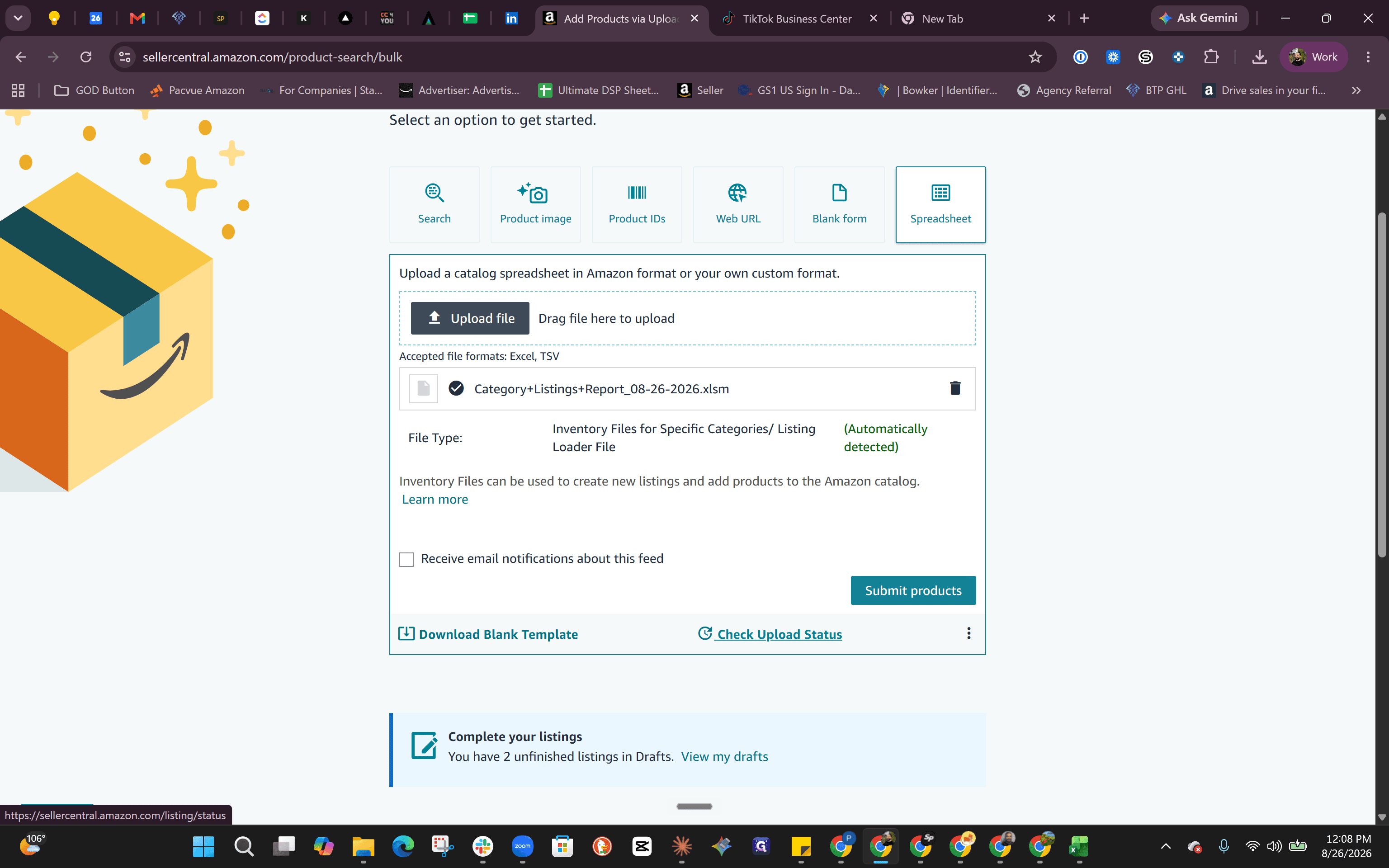 Step #5: Click Check Upload Status to review the progress of your batch upload.