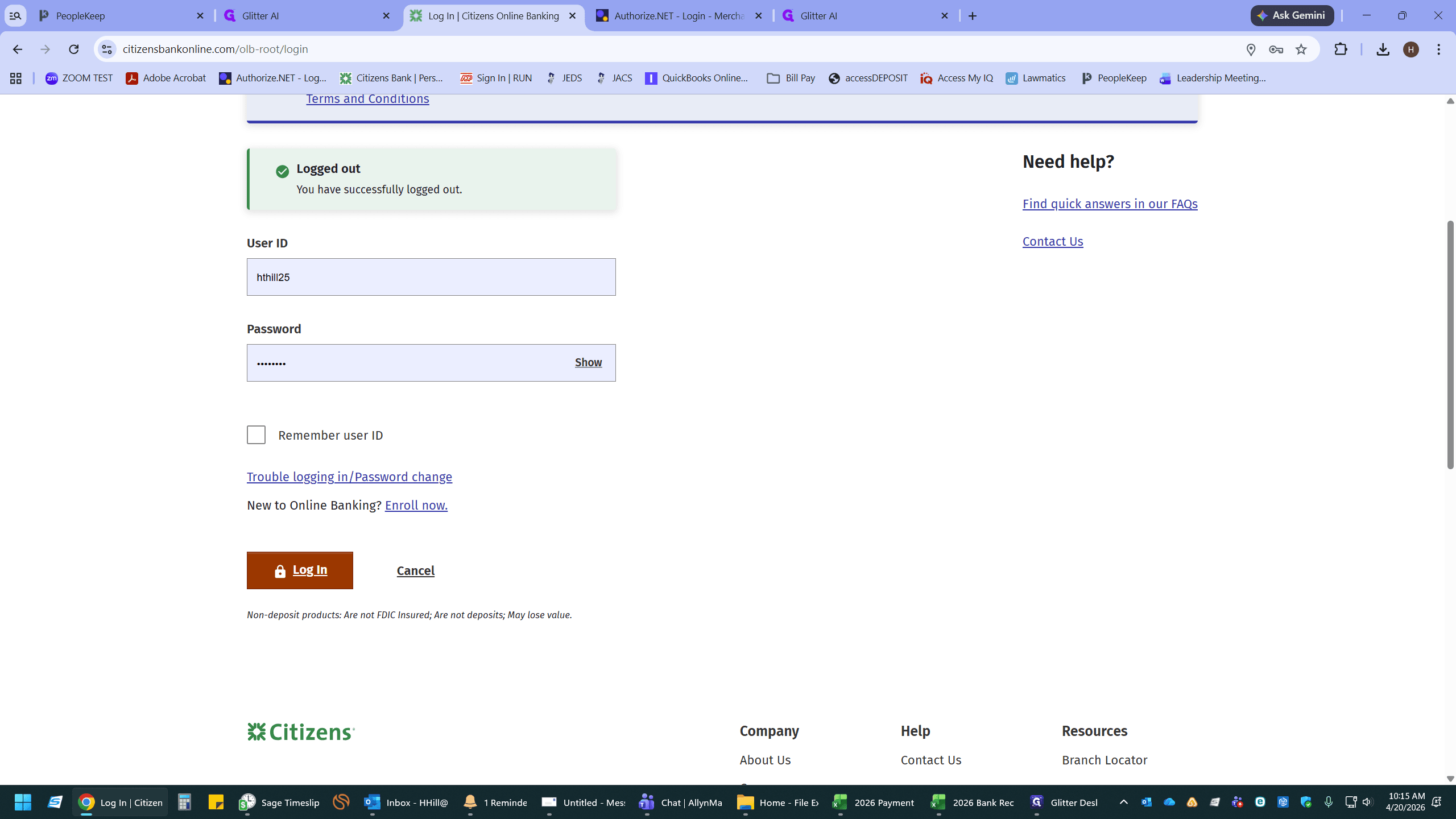 Step #1: Log in to your Citizens Bank online portal.