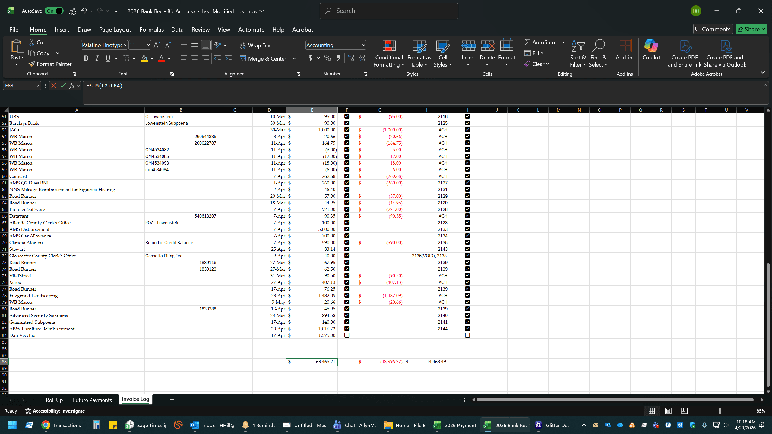 Step #27: Double-click the adjacent sum cell to verify its range.