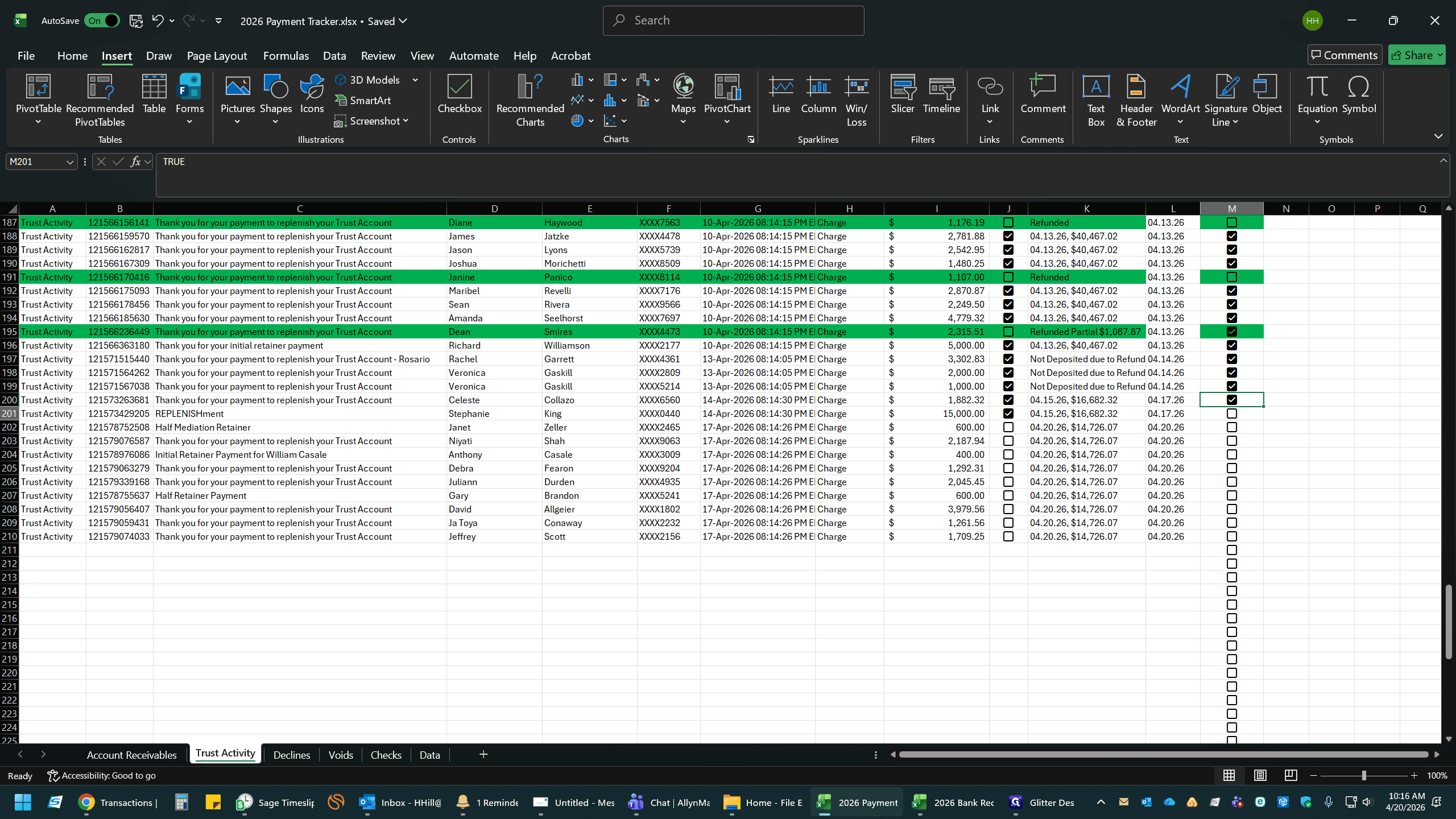 Step #5: Check the box to mark the transaction as cleared in your tracker.