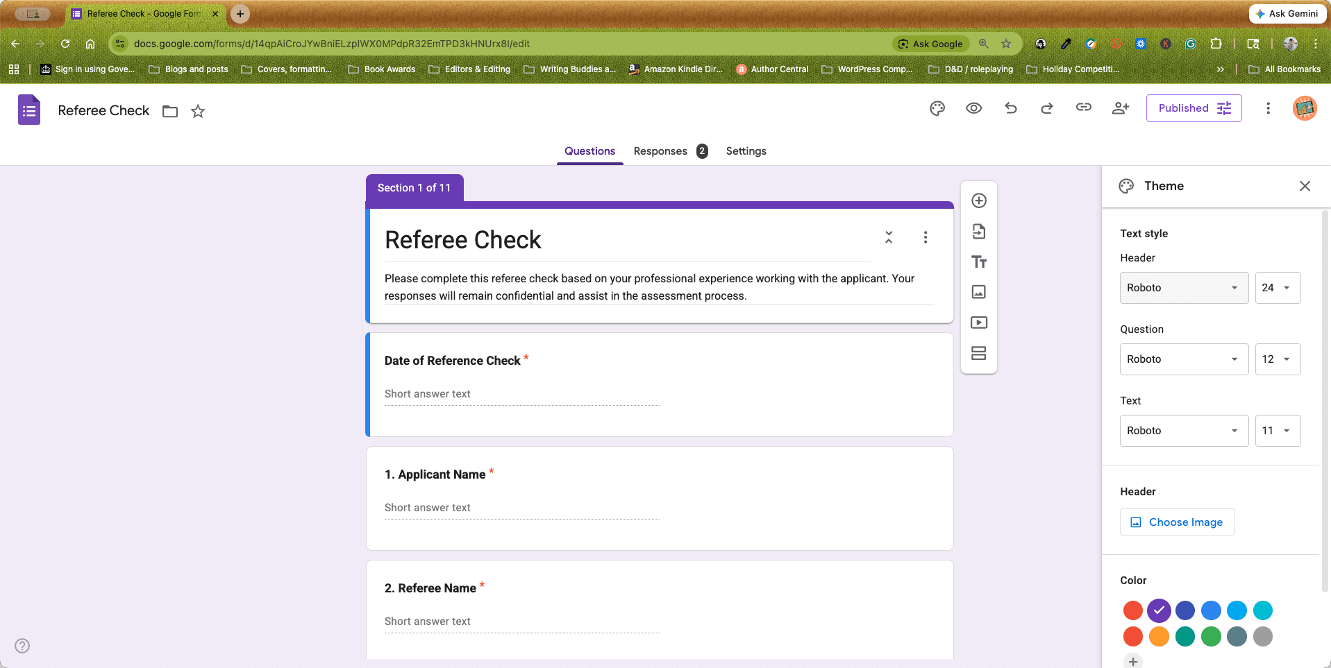 Step #2: Under the Text style section, click the font dropdown for the Header, Question, or Text elements.