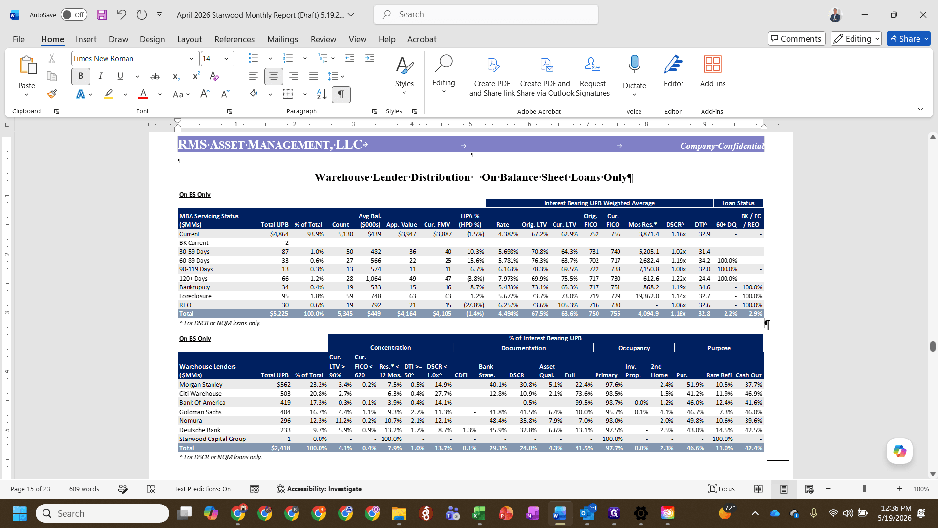 Step #9: In Word, click the corresponding legacy table in the On Balance Sheet section.