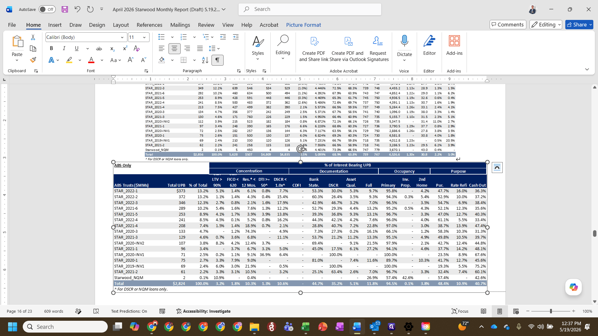Step #18: Drag the resizing handles on the corners of the newly pasted table to manually stretch and align it with the document margins.