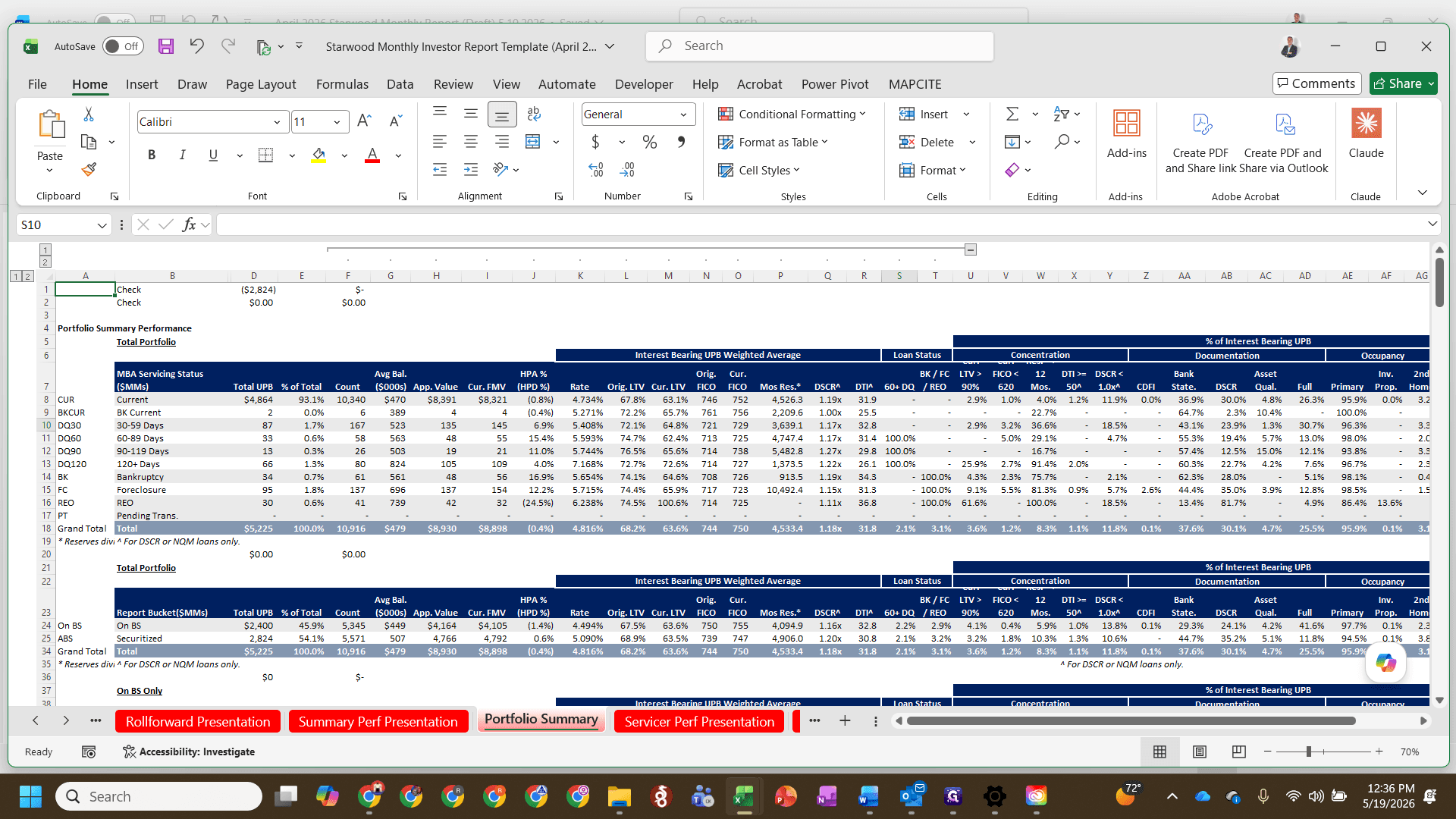 Step #1: Open the Excel data file and click the Portfolio Summary tab.