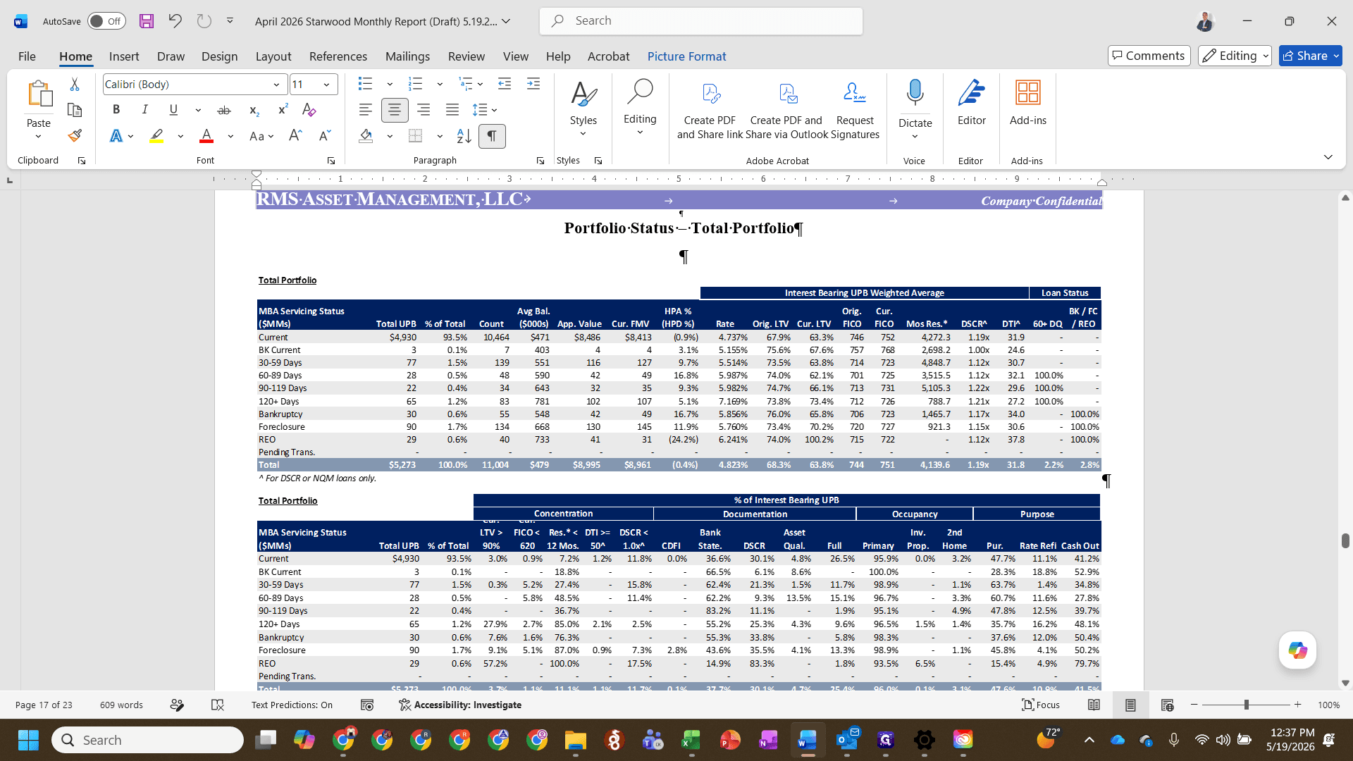 Step #20: In Word, select the existing Total Portfolio legacy table.