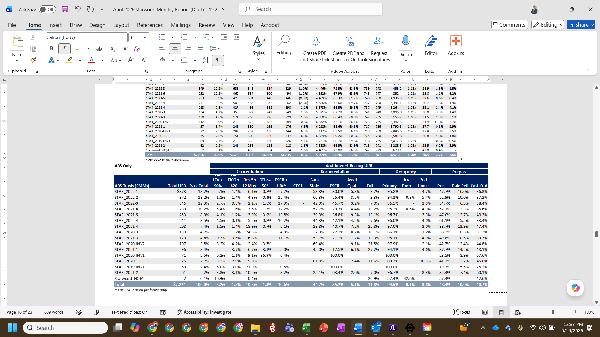 Step #16: In Word, select the top table.