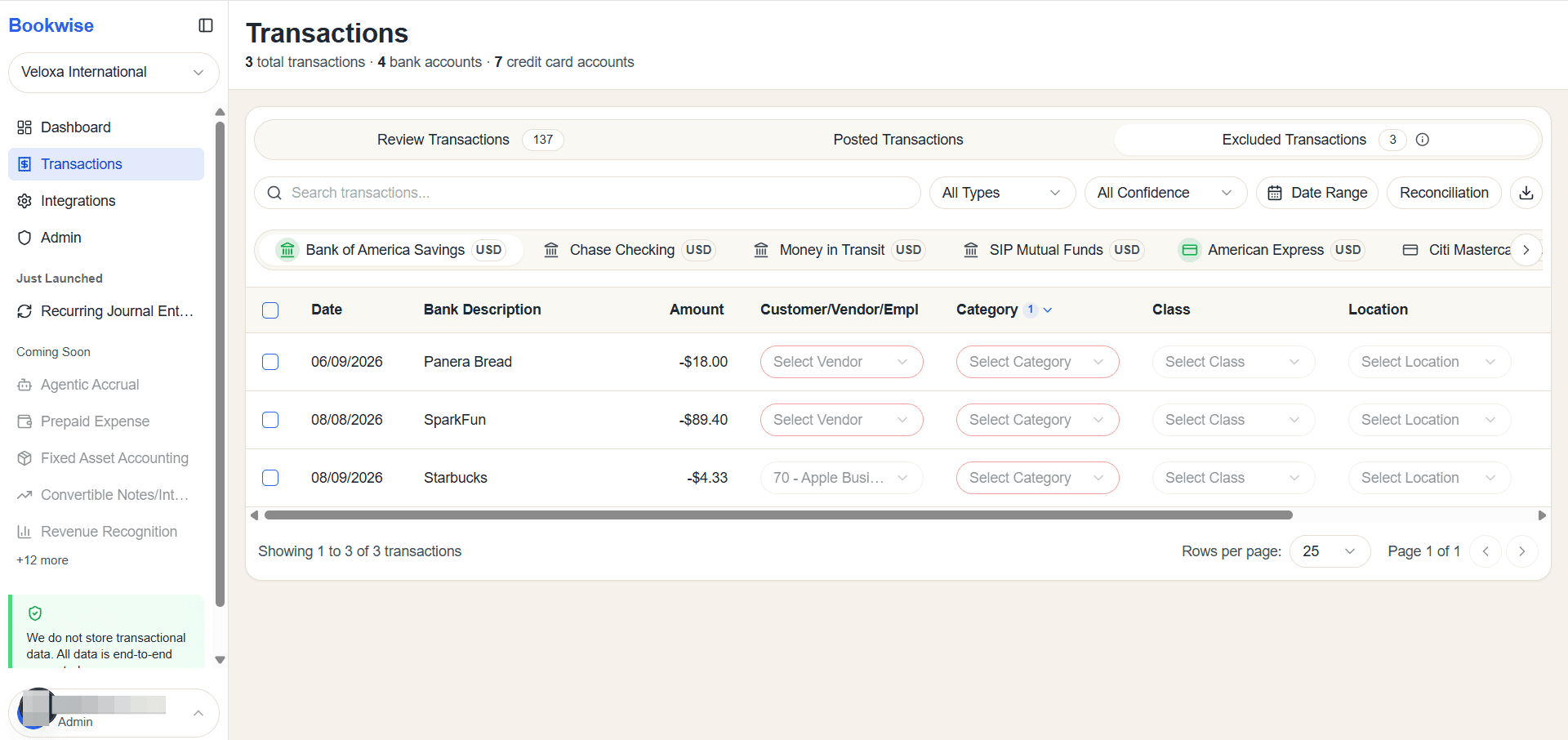 Step #3: When a transaction is excluded, it will appear in this tab.