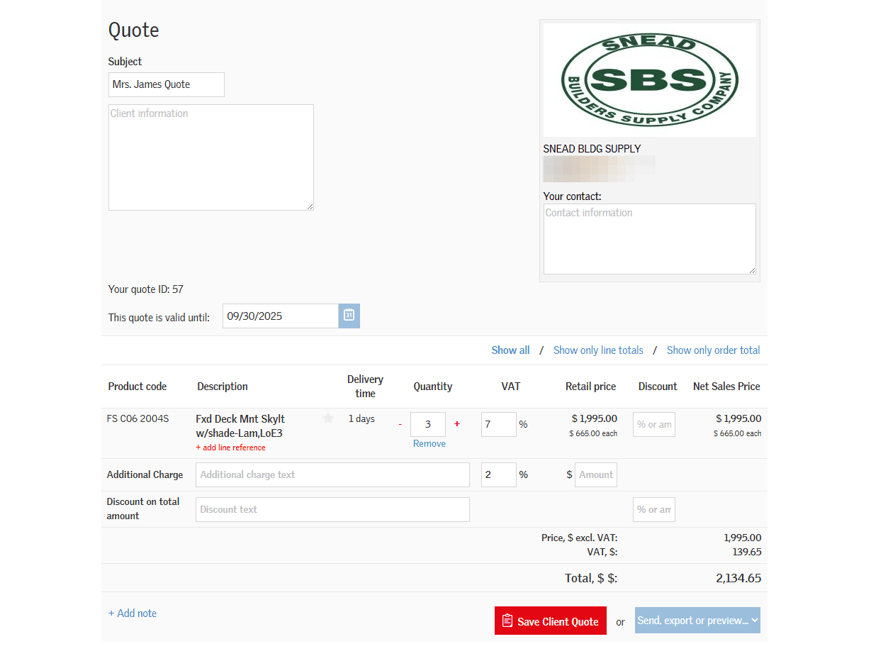 Step #6: Finally, click on "Save Client Quote" to save a copy of your quote.