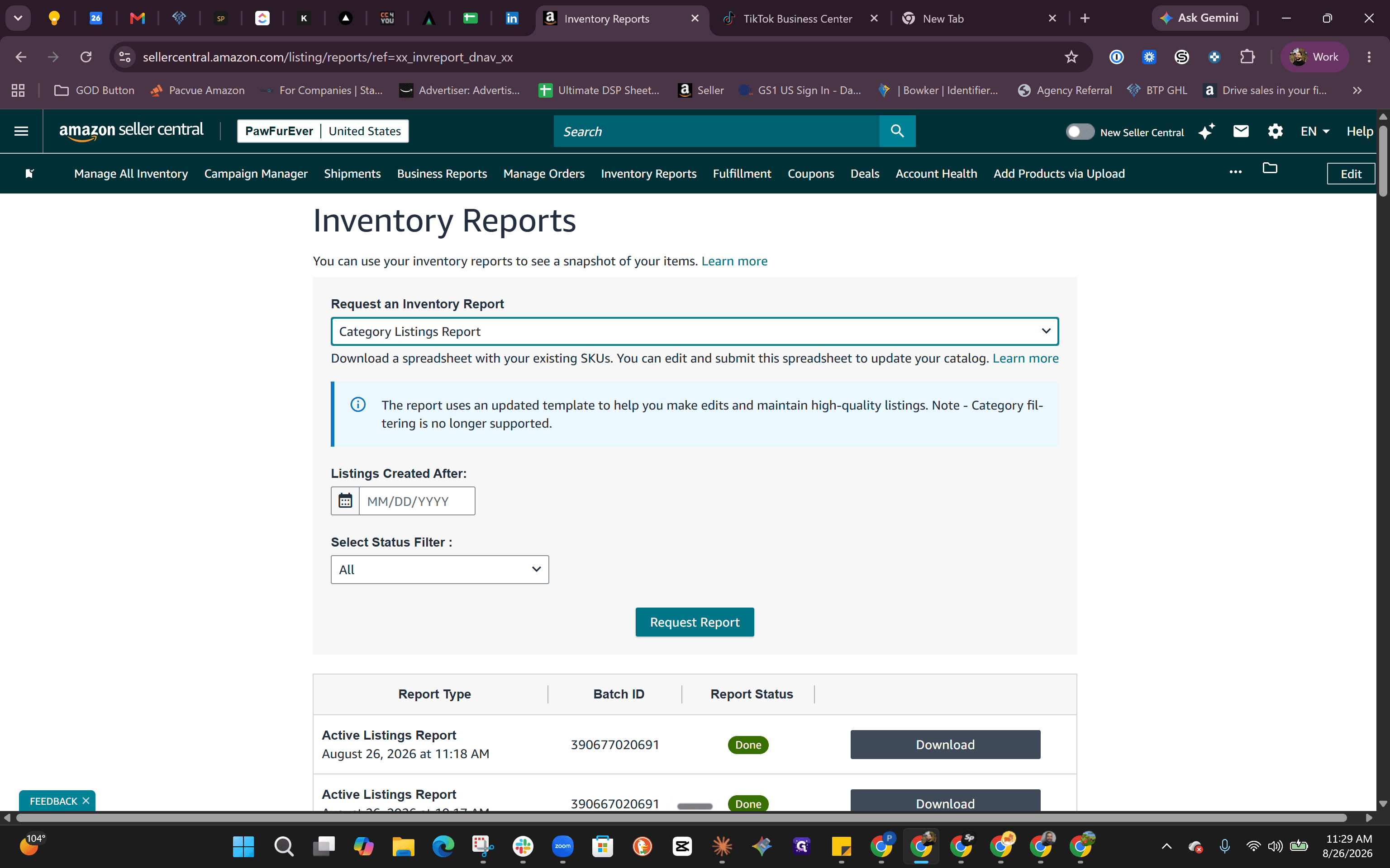 Step #3: Click Request Report to generate the export file.
