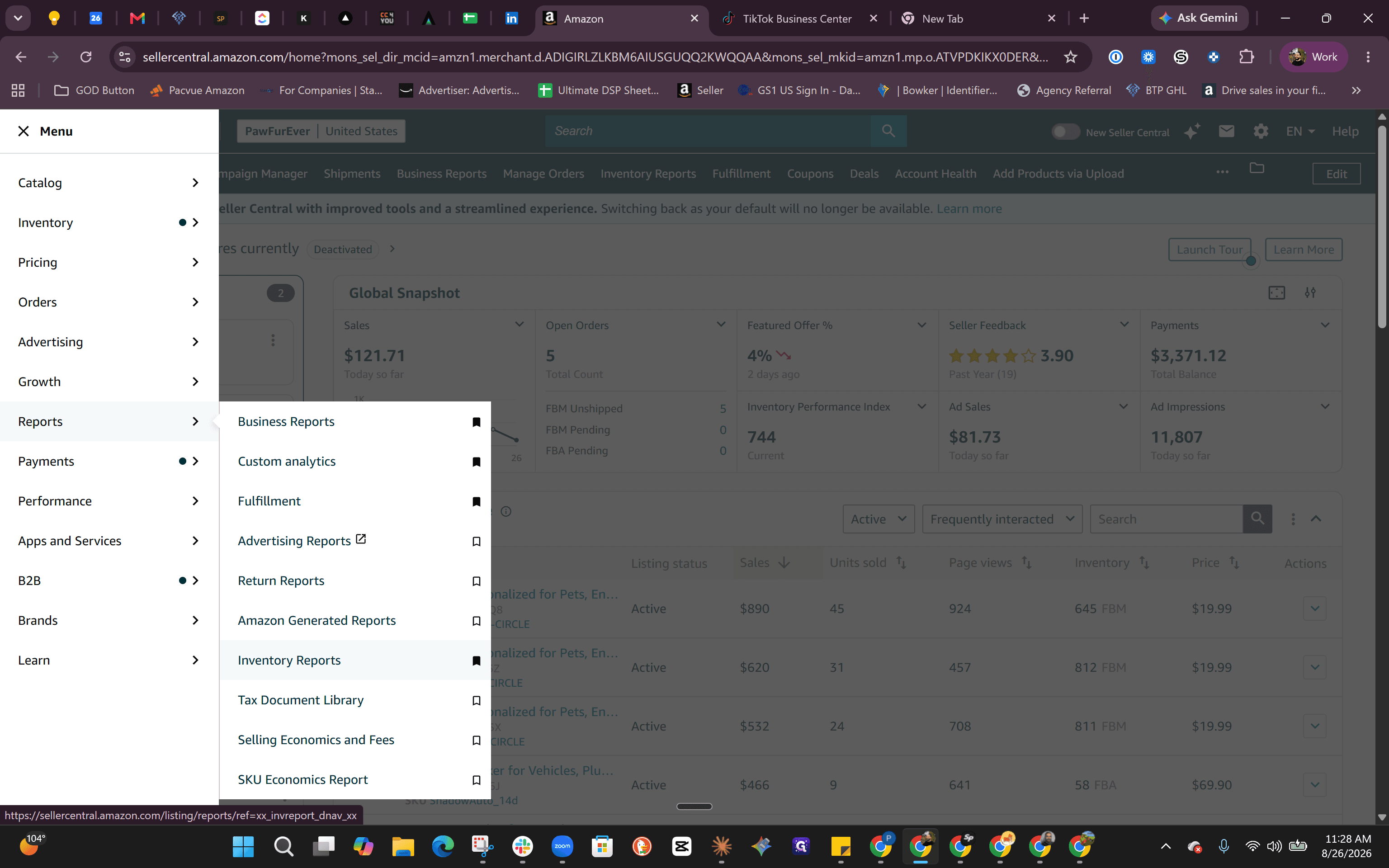 Step #1: Navigate to Reports and select Inventory Reports in Amazon Seller Central.