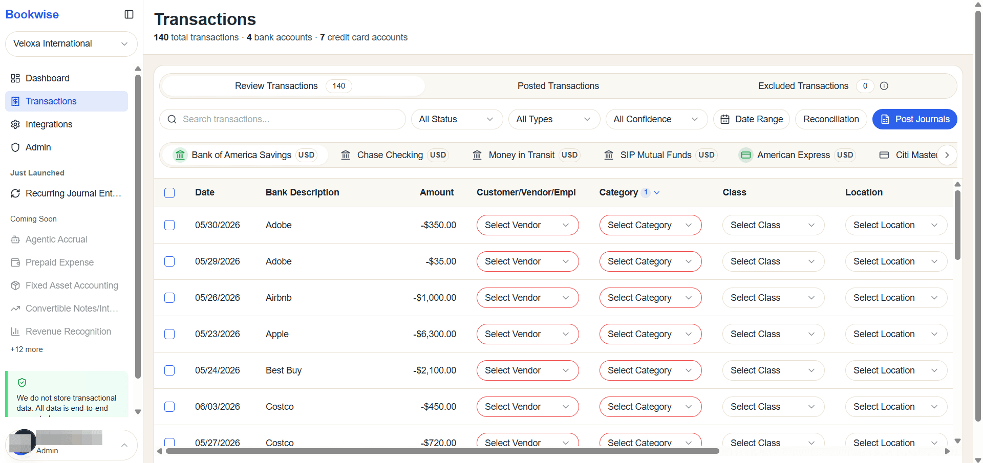 Step #1: Go to Review Transactions of Transaction Page