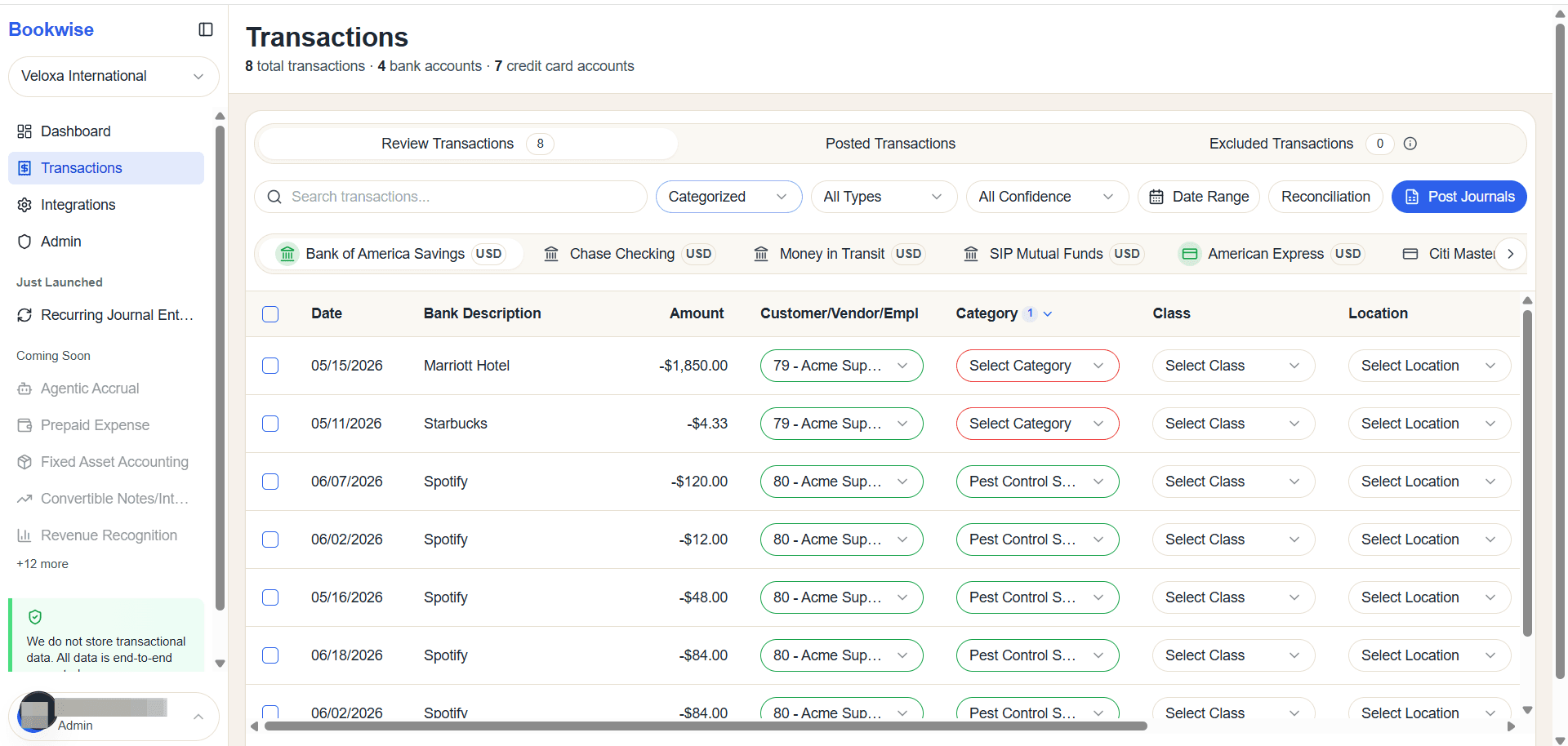 Step #4: Categorized is selected, only transactions with the categorized status will be shown.