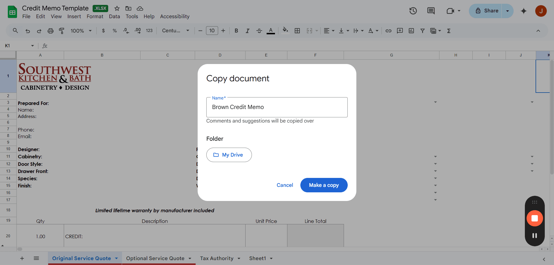 Step #5: Click "Make a Copy"