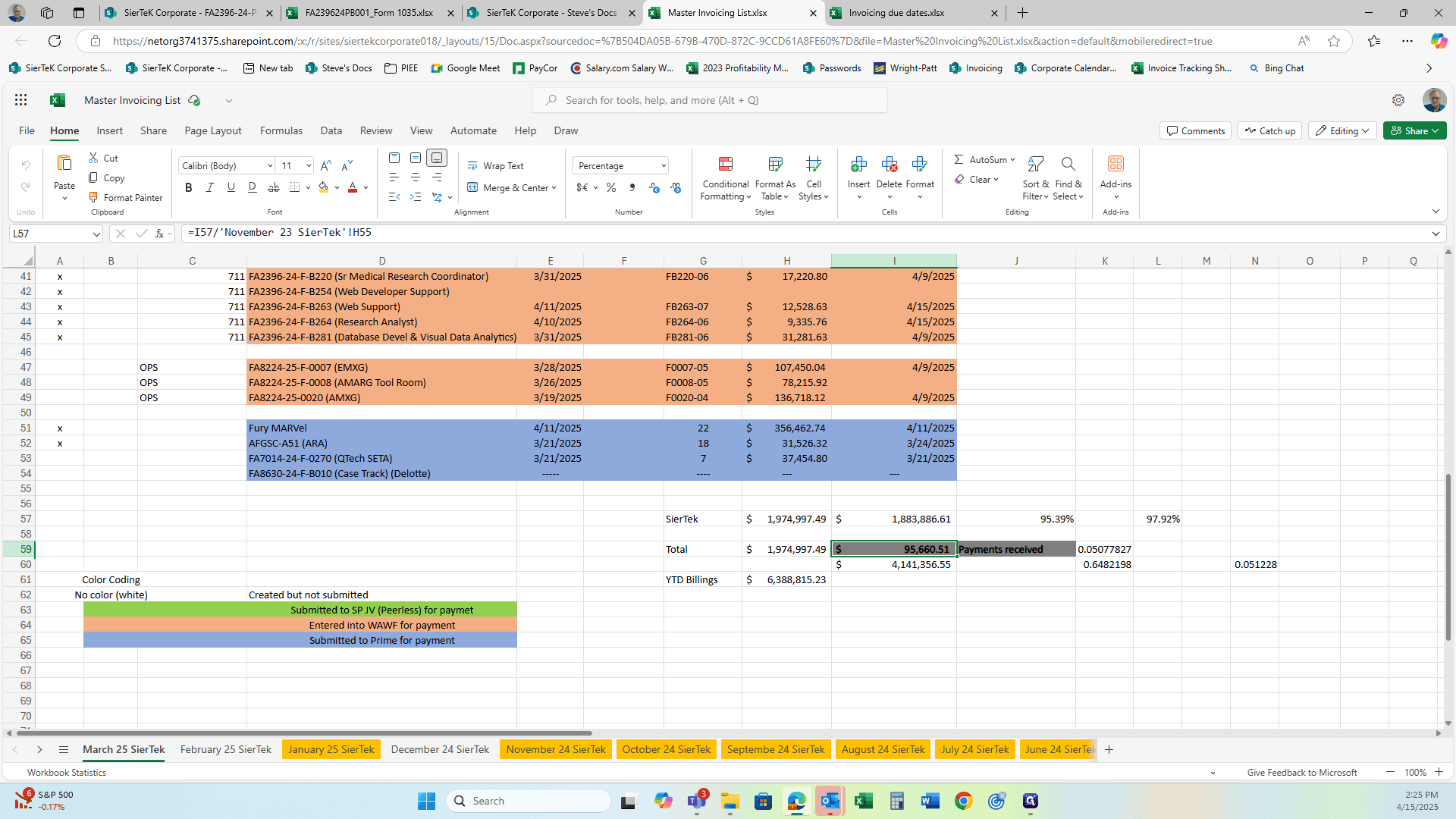 Step #45: Once the item is paid, we pick it up to keep a running total of how much we've received for the monthly invoices.