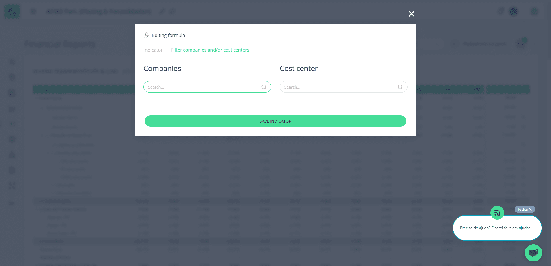 Step #8: Filtro por Empresa e/ou Centro de Custos