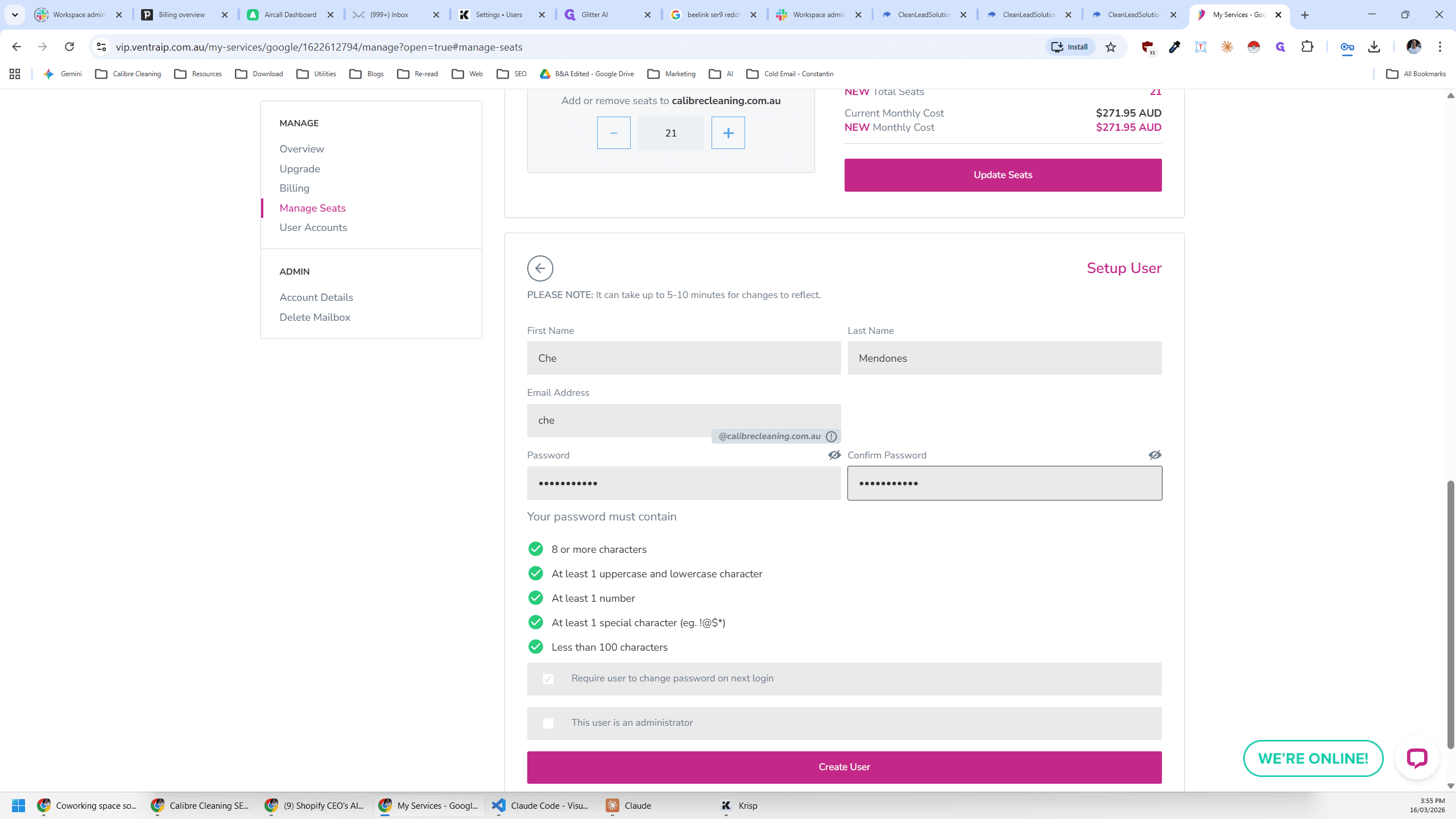 Step #16: Click on "Require user to change password on next login"