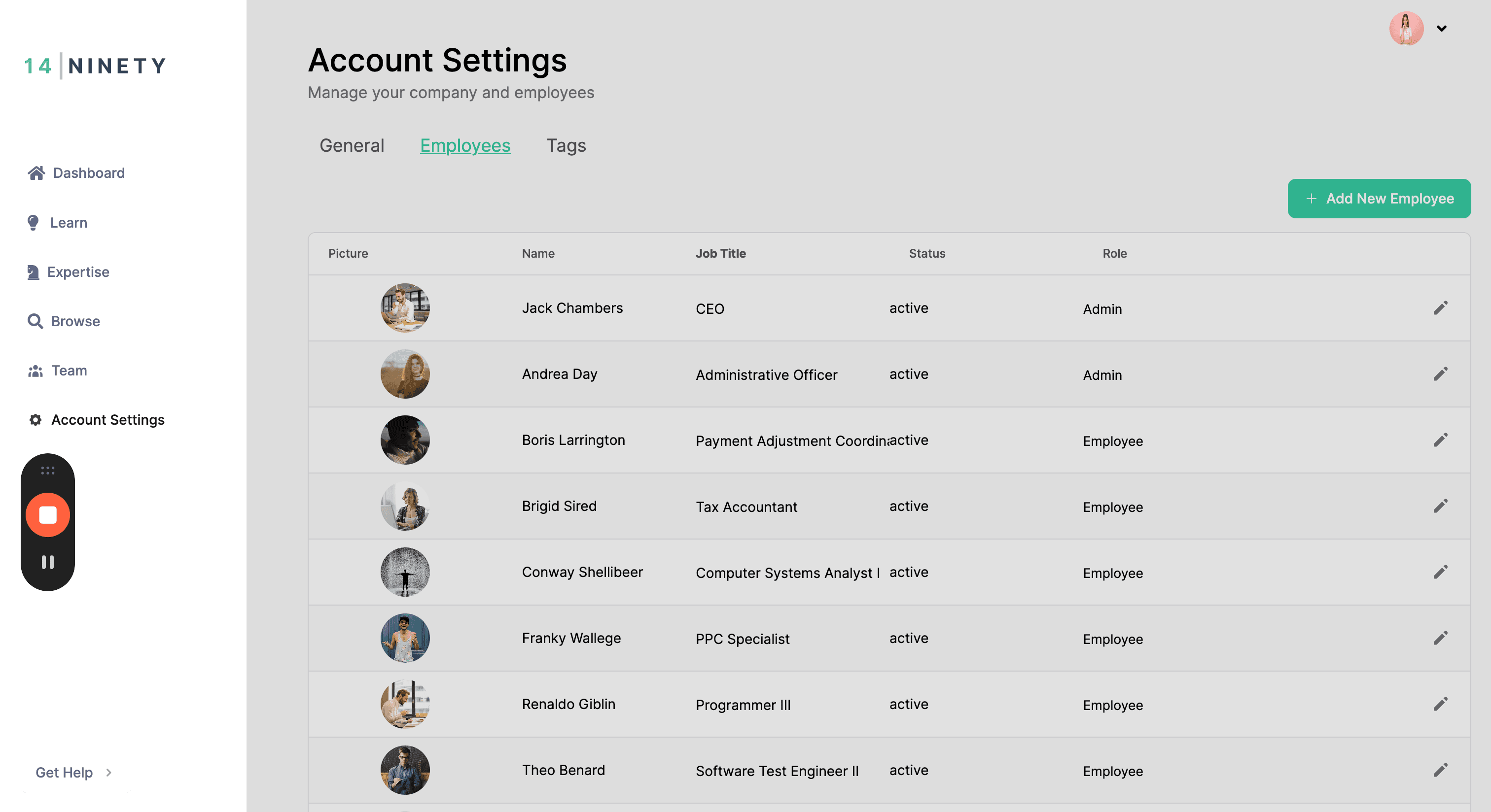 Step #4: Click "+ Add New Employee"