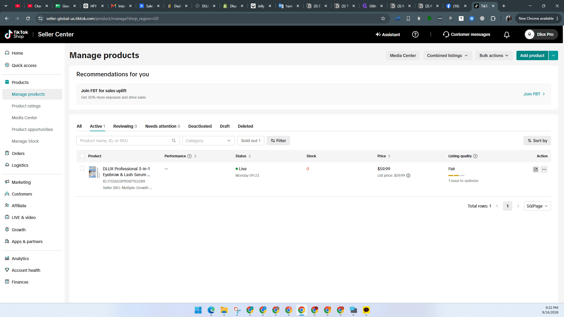 Step #3: Click Add product to open the listing creator.