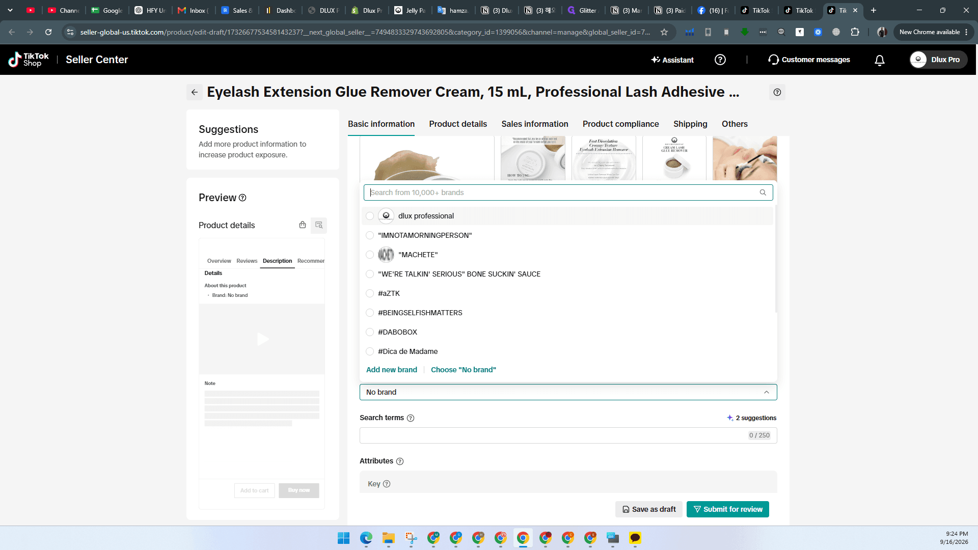 Step #11: Select the appropriate brand name from the dropdown list.