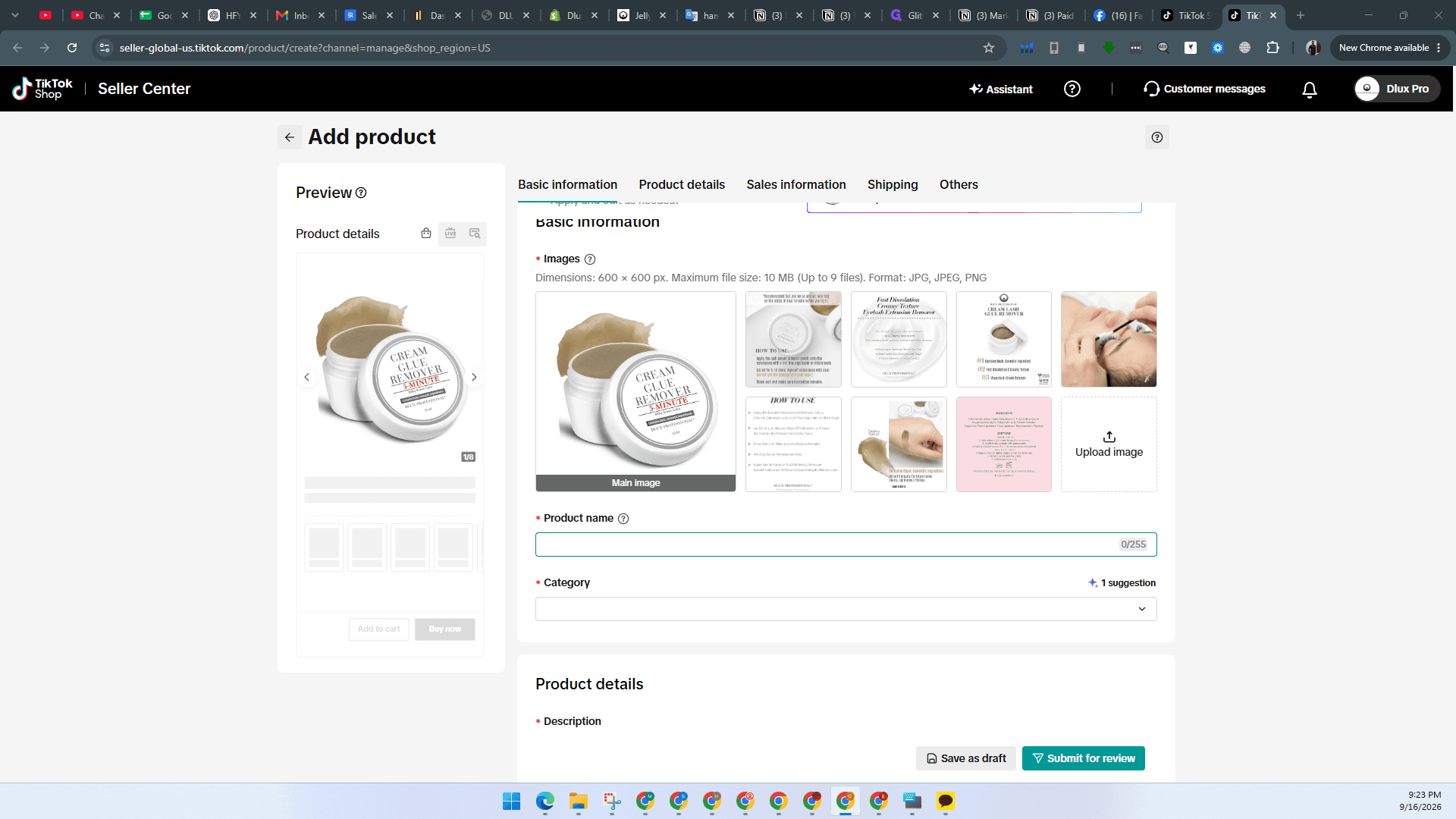 Step #9: Click the Product name field and paste your product title.