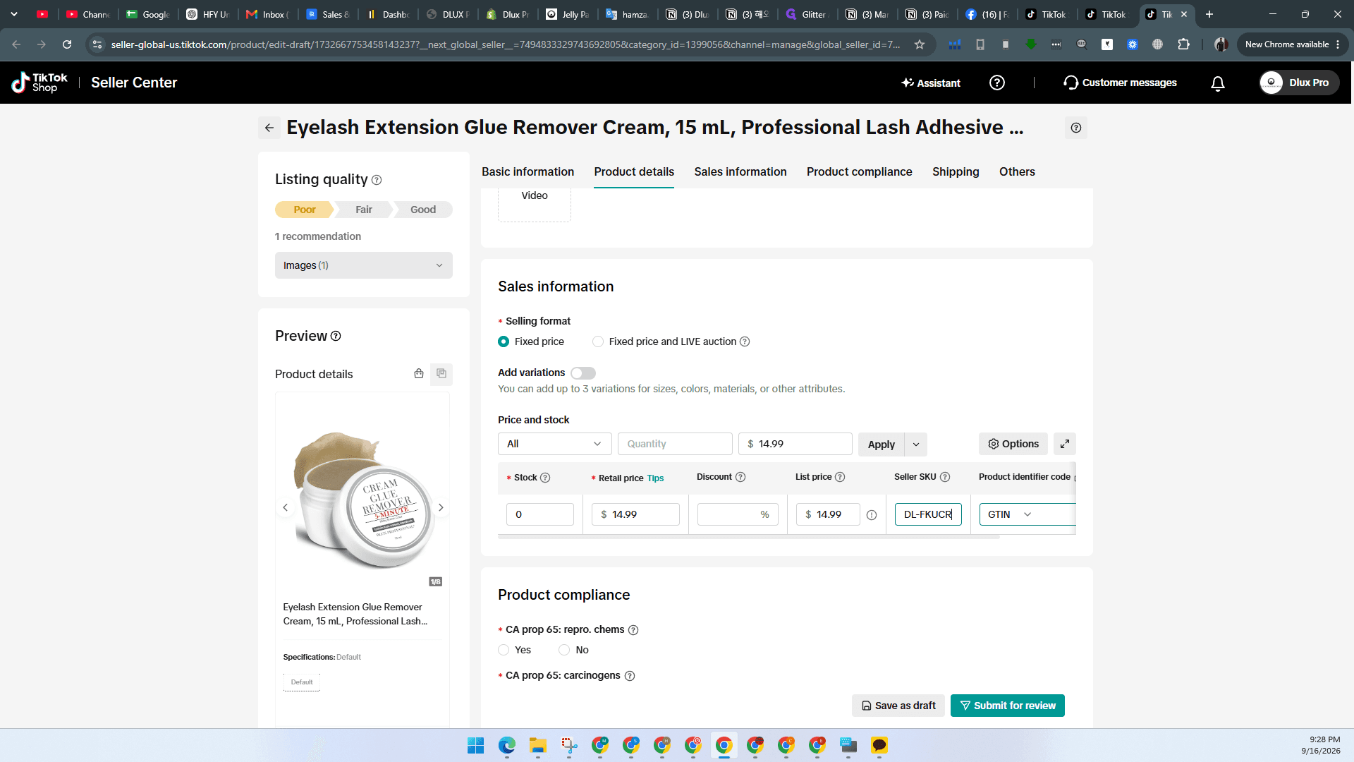 Step #19: Click the Product identifier code type dropdown selector.