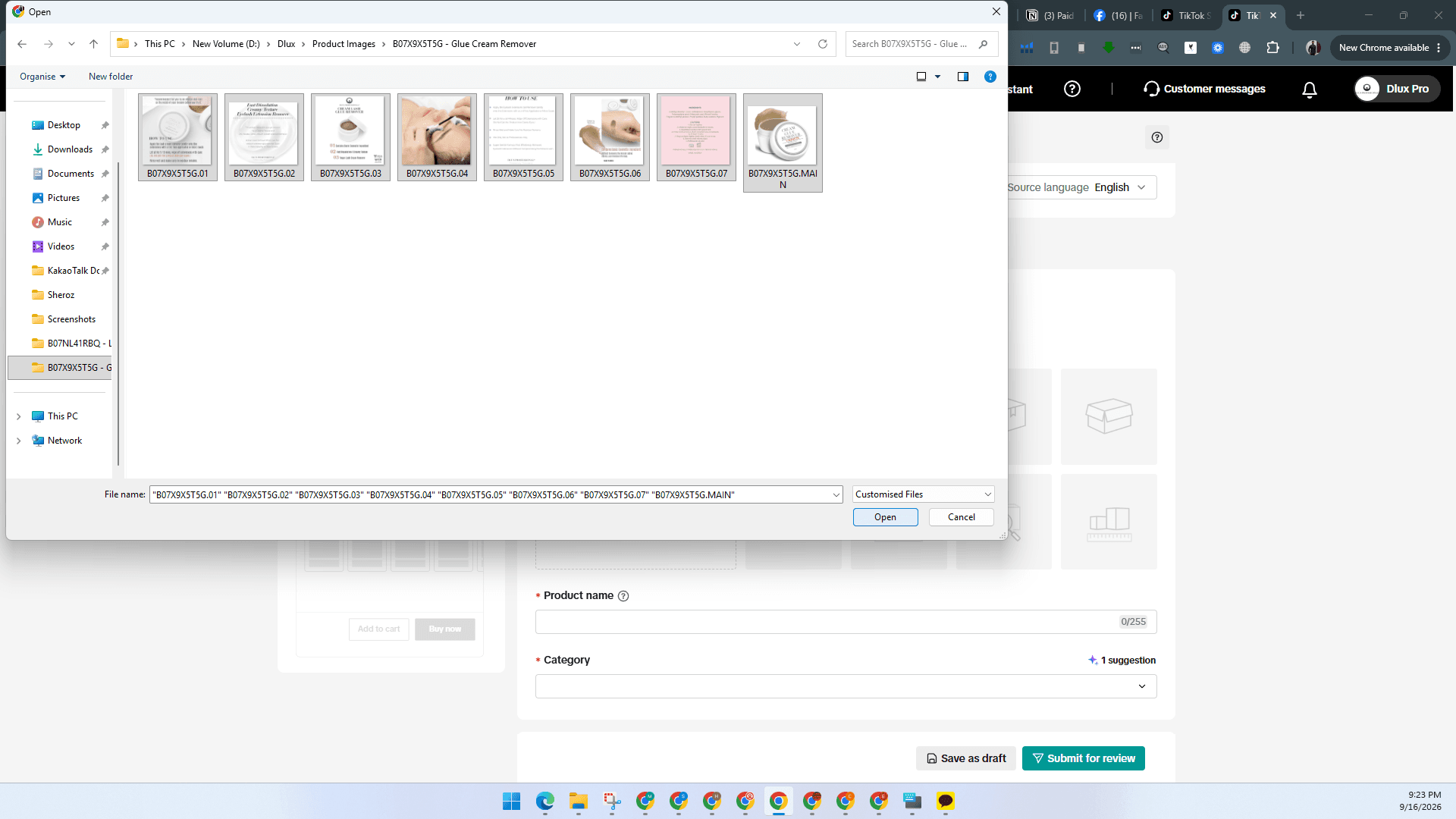 Step #8: Select your product images and click Open.