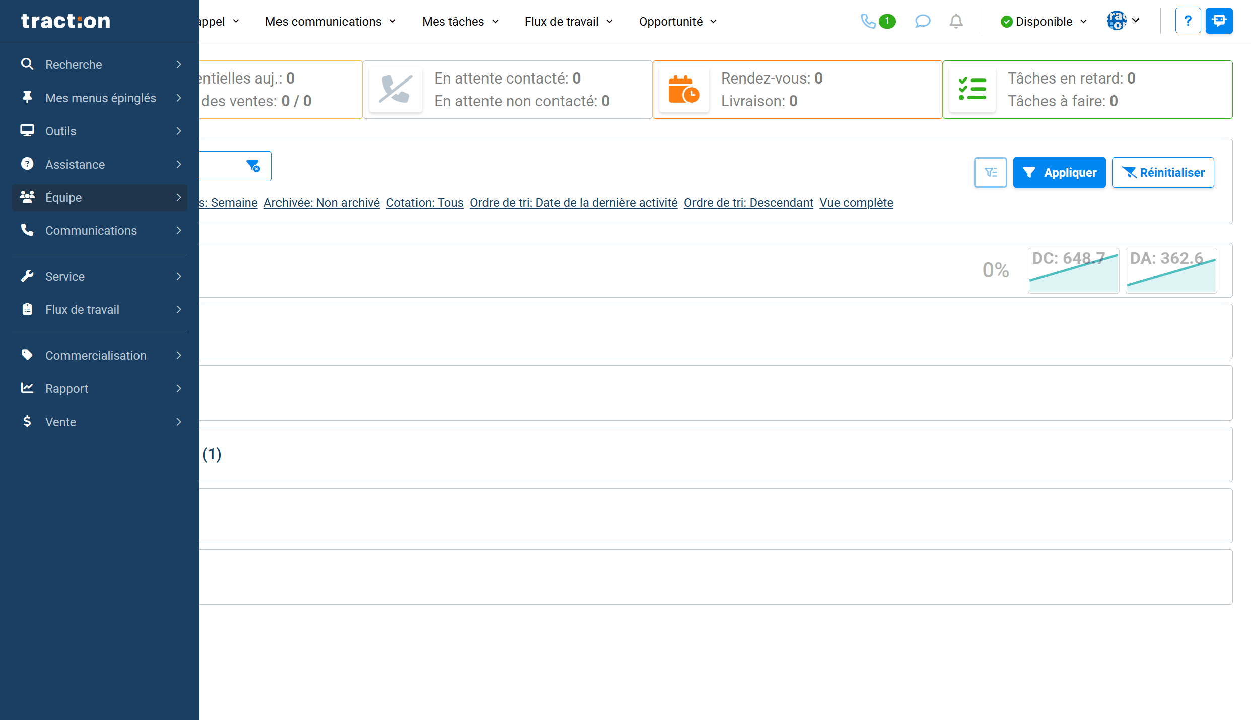 Step #1: Cliquer sur le menu Équipe