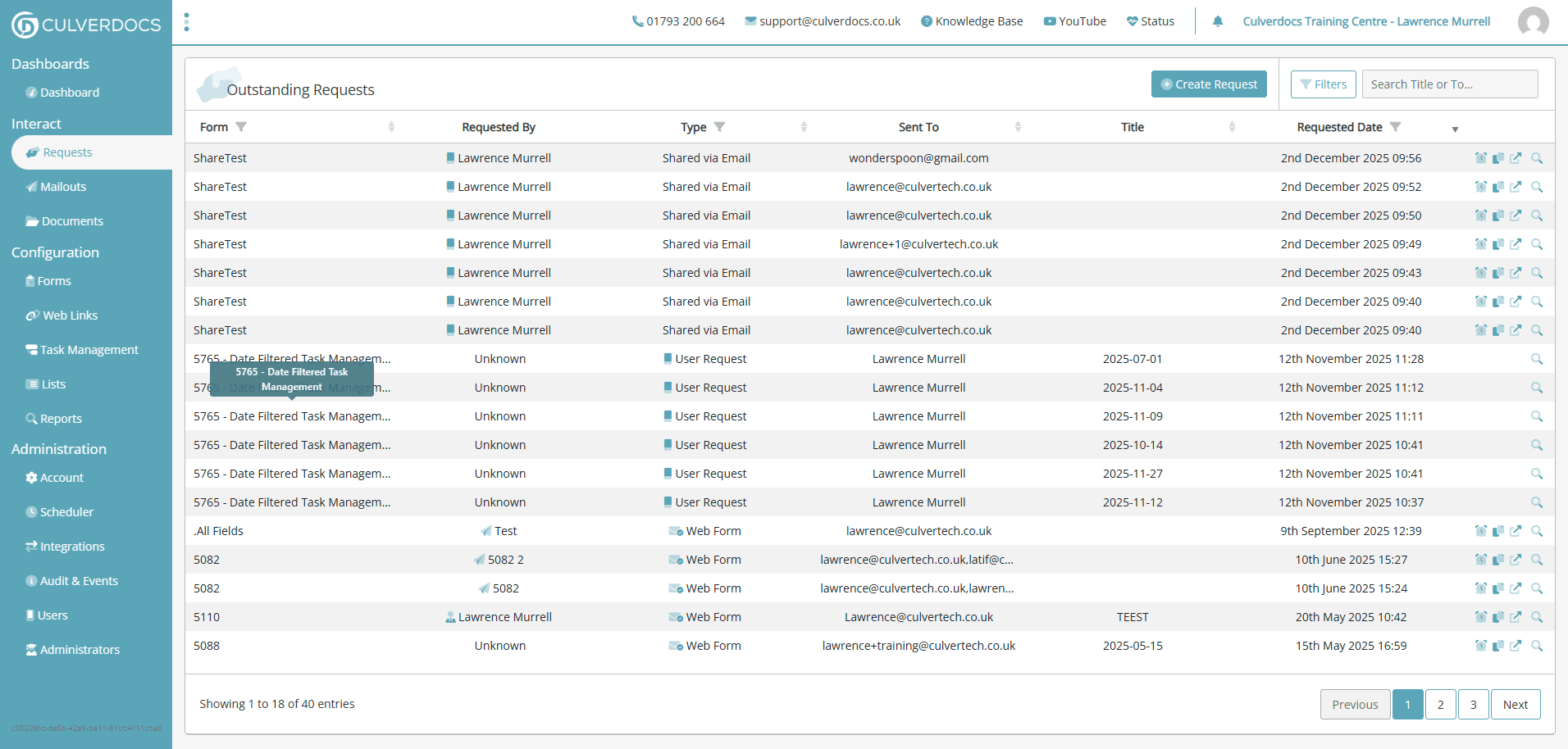 Step #2: Click on "5765 - Date Filtered Task Managem"