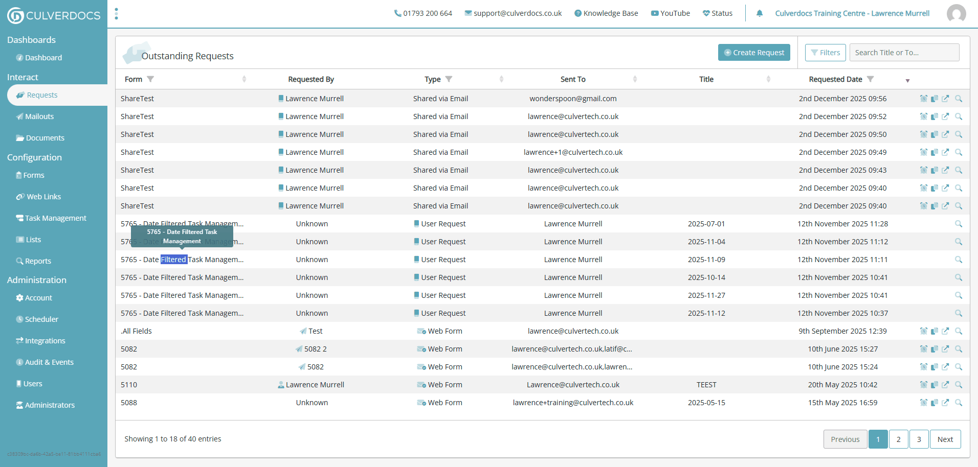 Step #3: Click on "5765 - Date Filtered Task Managem"