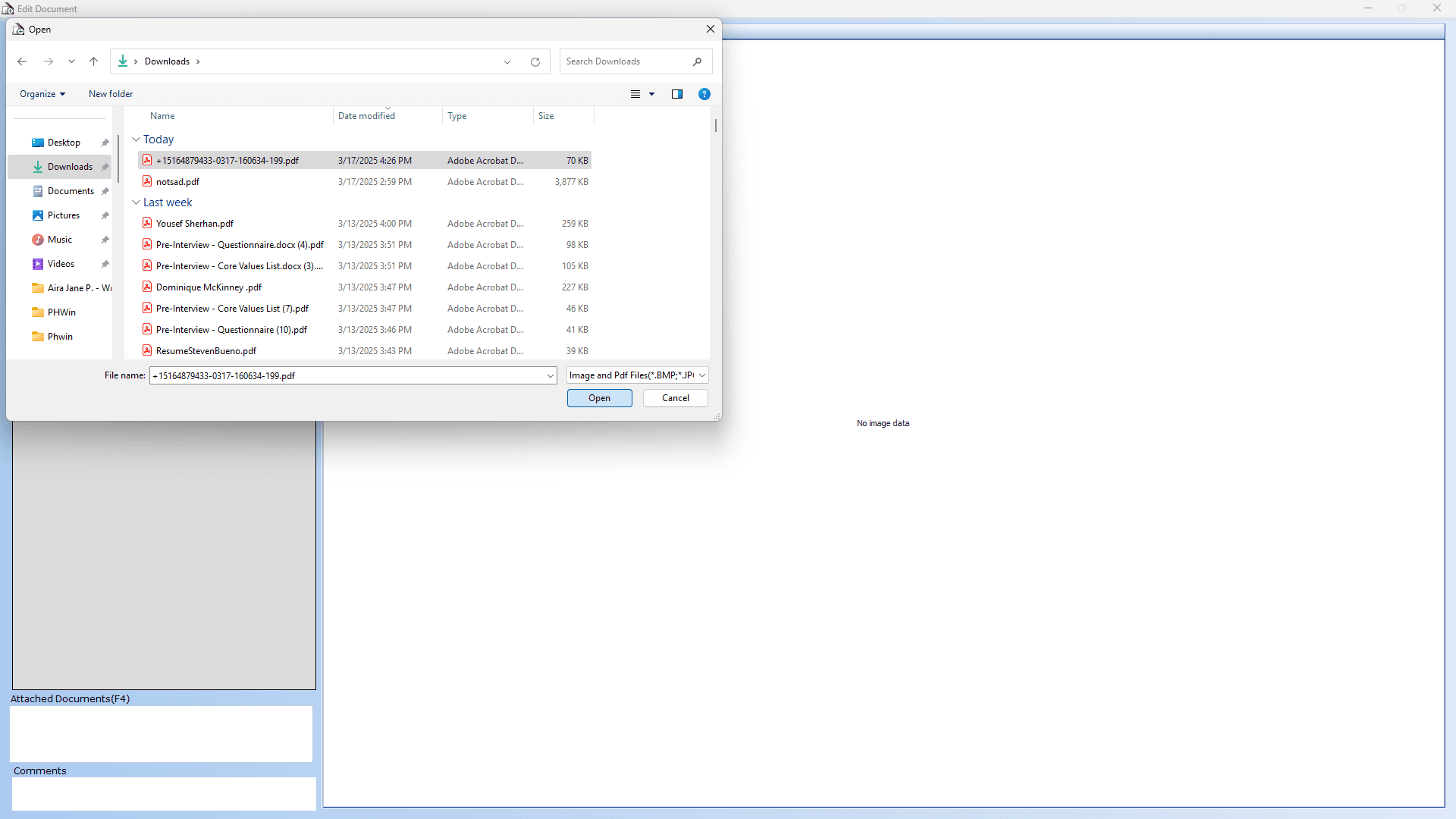 Step #29: Select the document and press open. It will give you preview to what the attachment is.