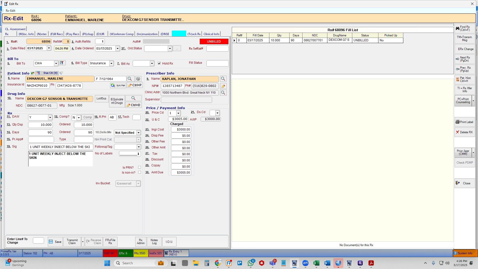 Step #25: Once the prescription opens there is multiple tabs on the top. Skip over to where it states "DOC"