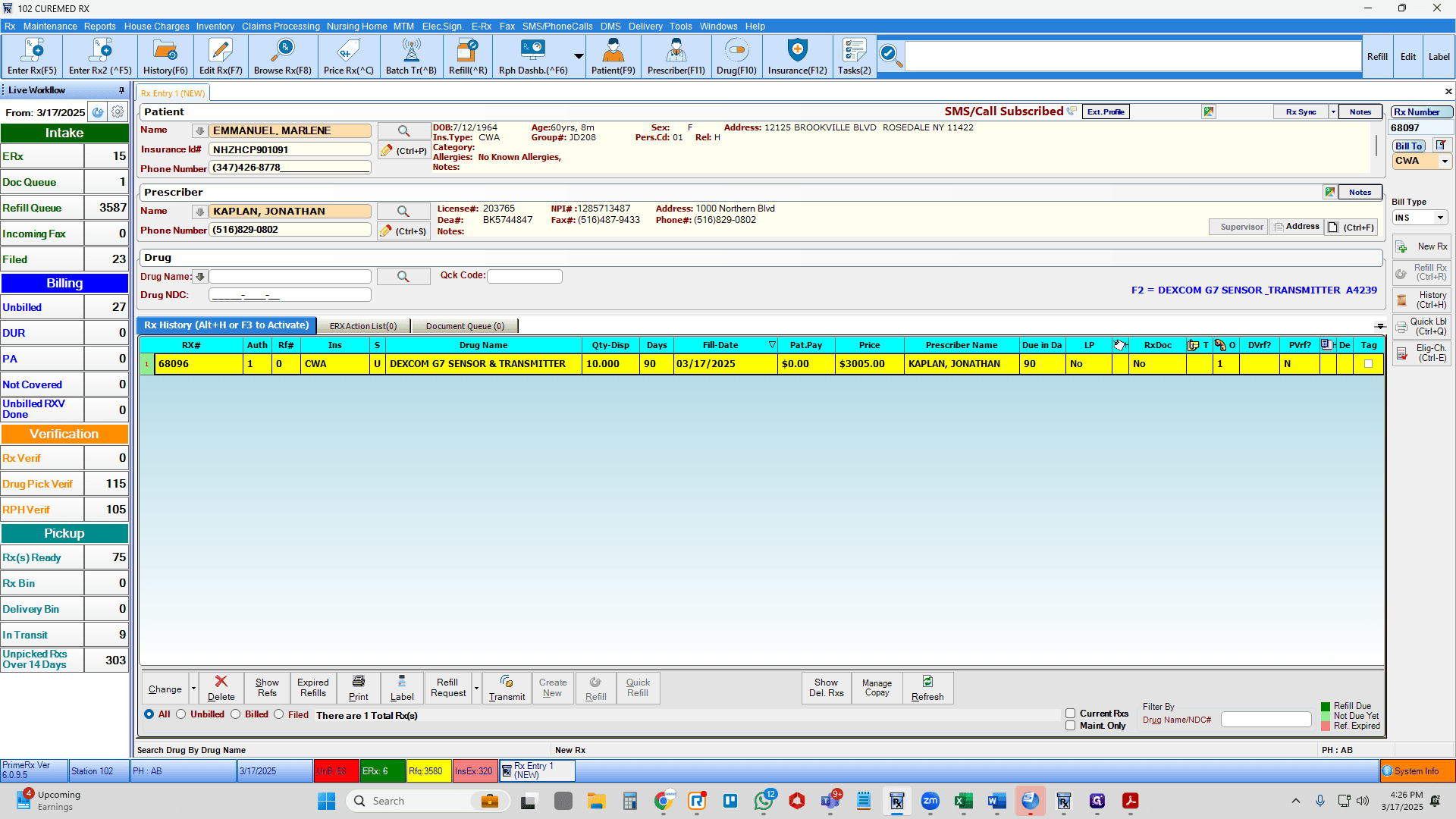 Step #24: Double click the RX that was typed.