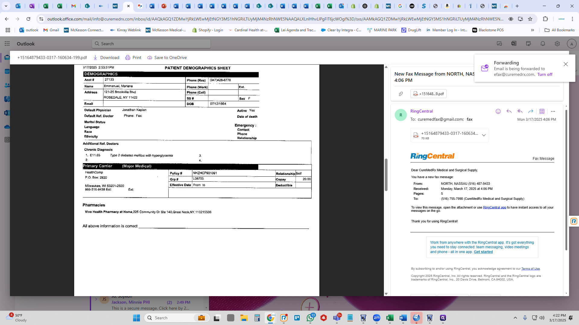 Step #5: You will always want to double check your work, so make sure the patient demographics provided from the doctor's office matches what you entered in PRIMERX.