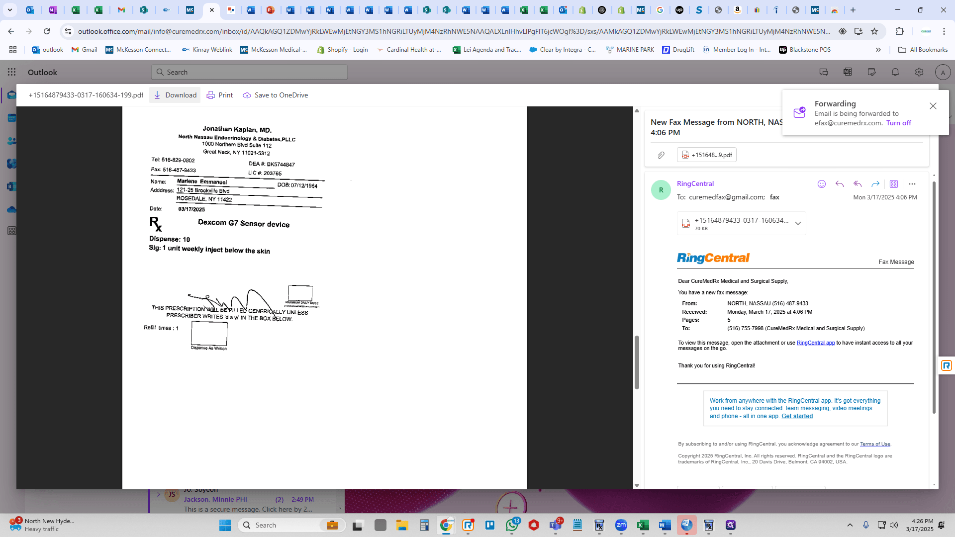 Step #23: Open back the fax/email with the prescription/order