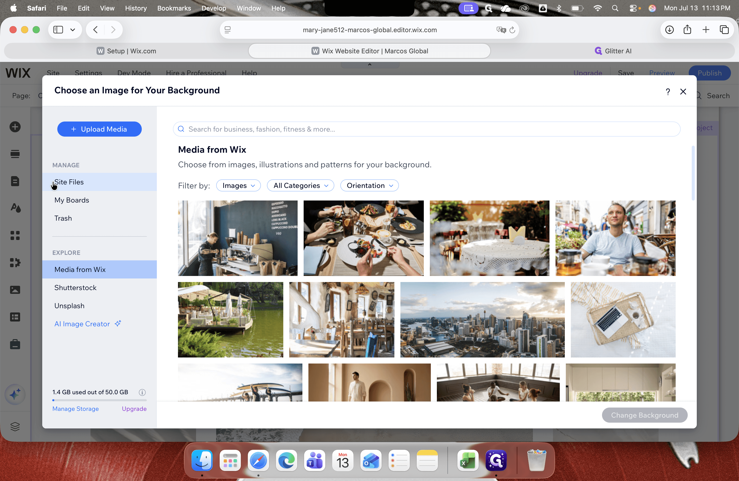 Step #7: Click Site Files in the left-hand navigation to browse your existing media.