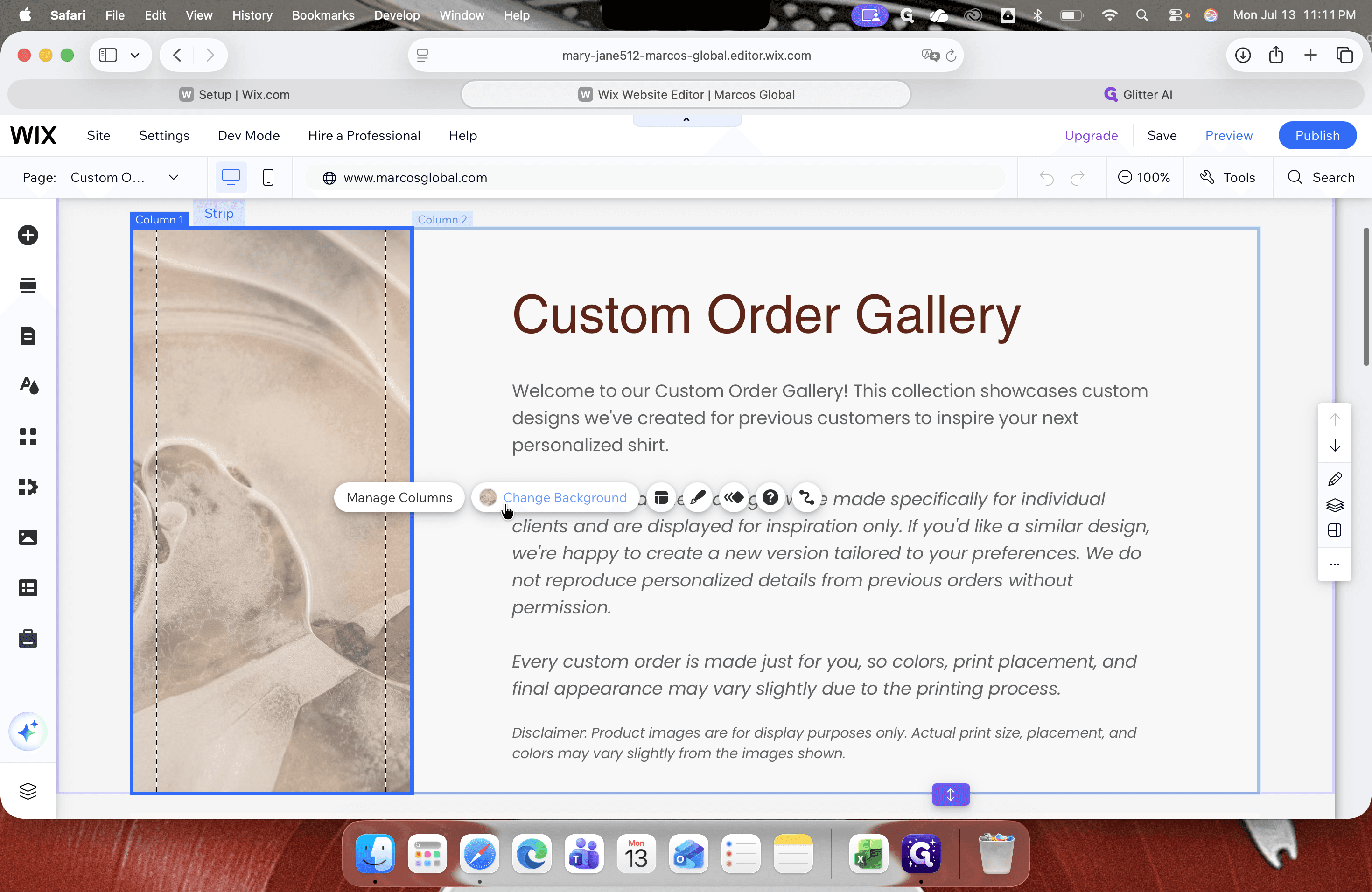 Step #5: Select the specific column you want to edit and click Change Background.