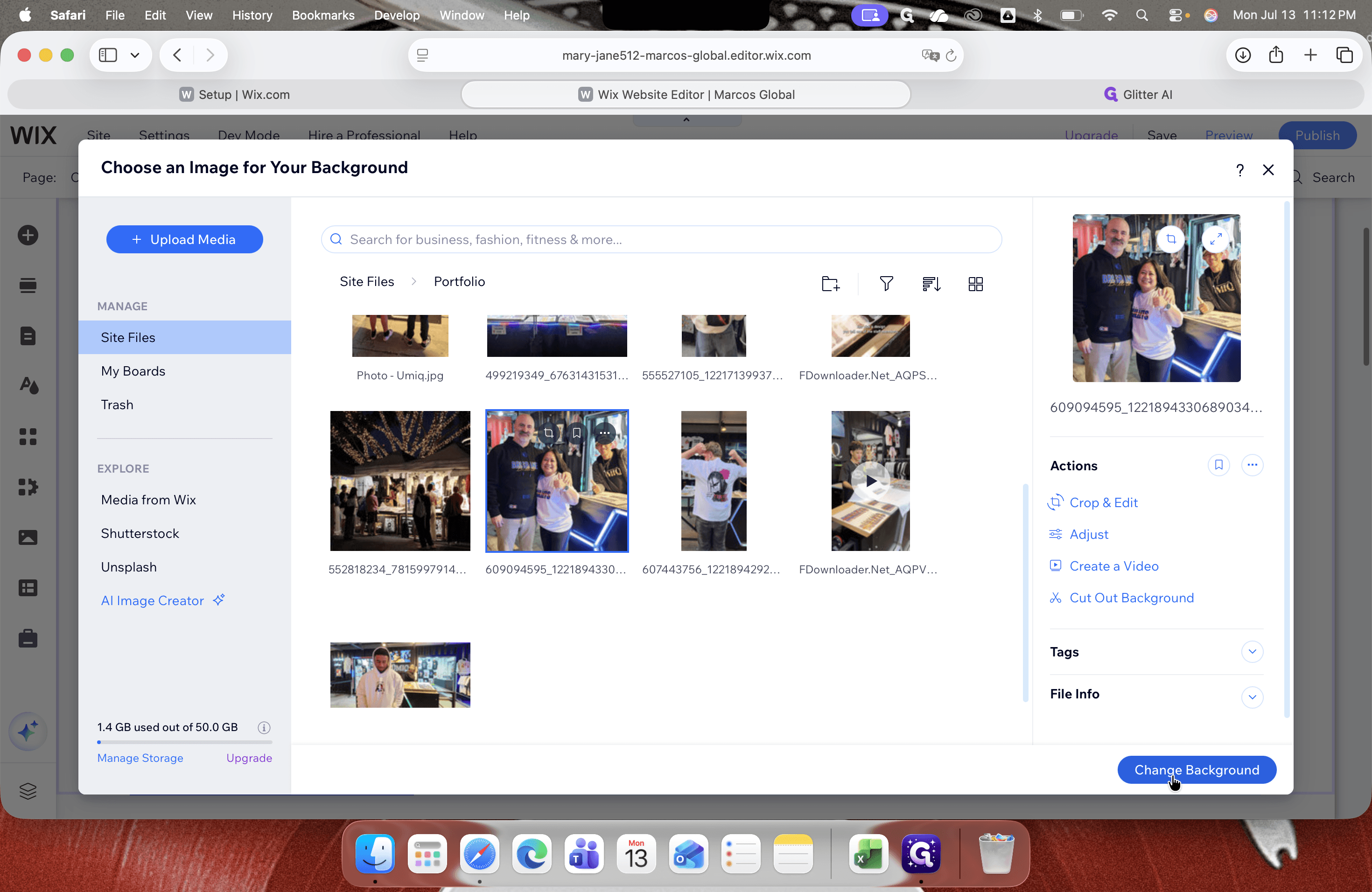 Step #9: Select your preferred photo and click Change Background to apply it to the column.