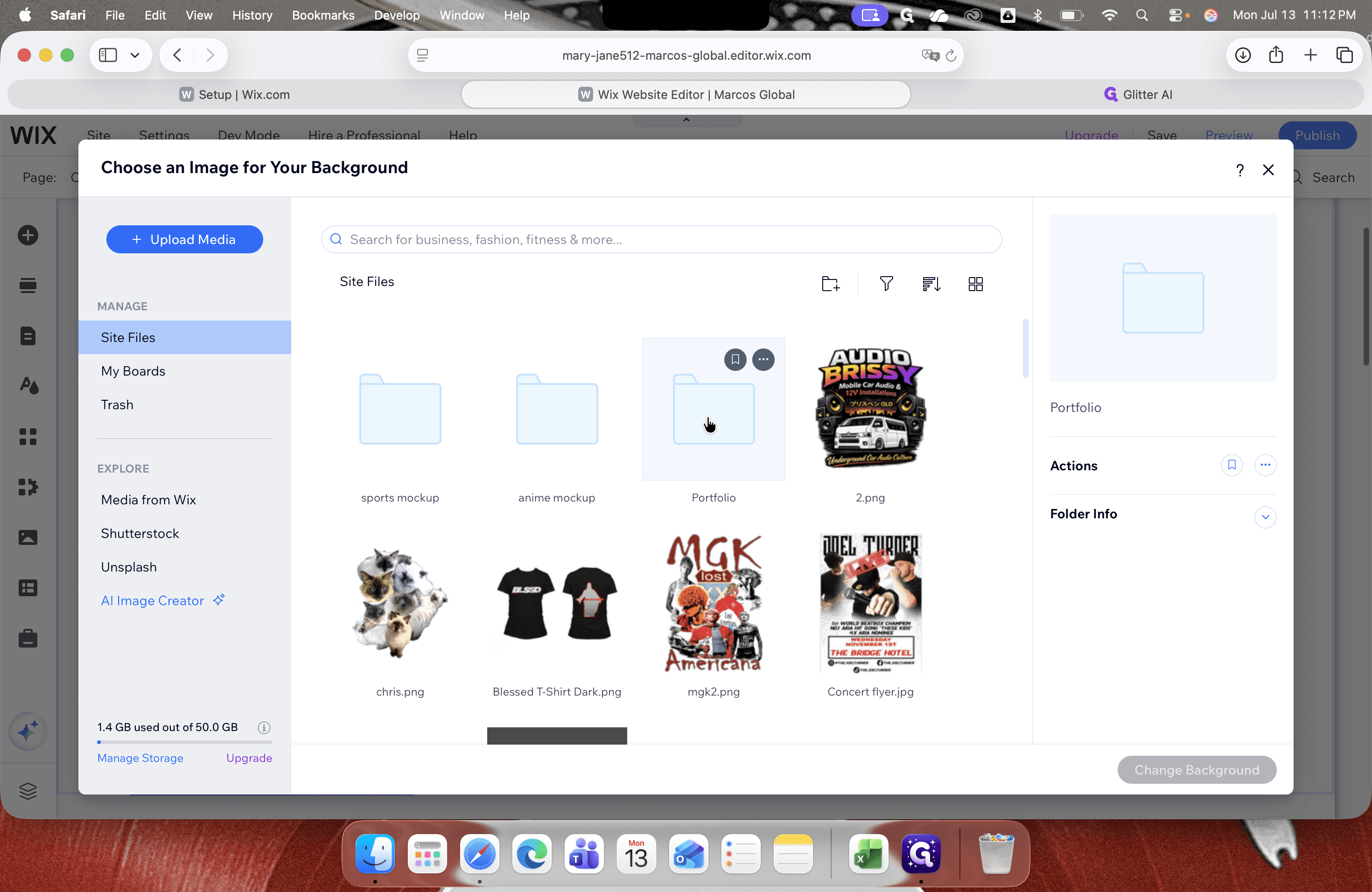 Step #8: Double-click a folder, such as Portfolio, to locate your photo.