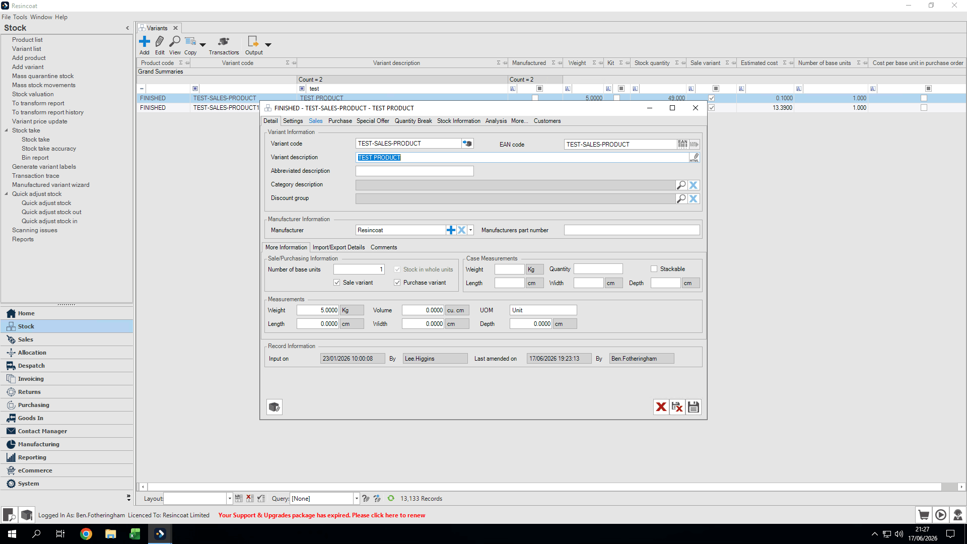 Step #4: Click the Sales tab to view pricing and tax information.
