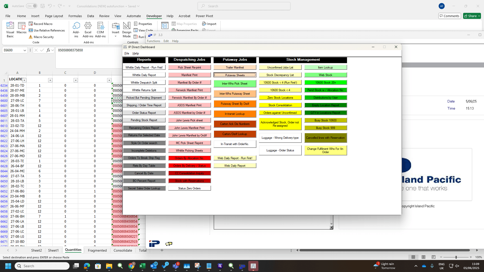 Step #60: Click on "Putaway . Sheets"