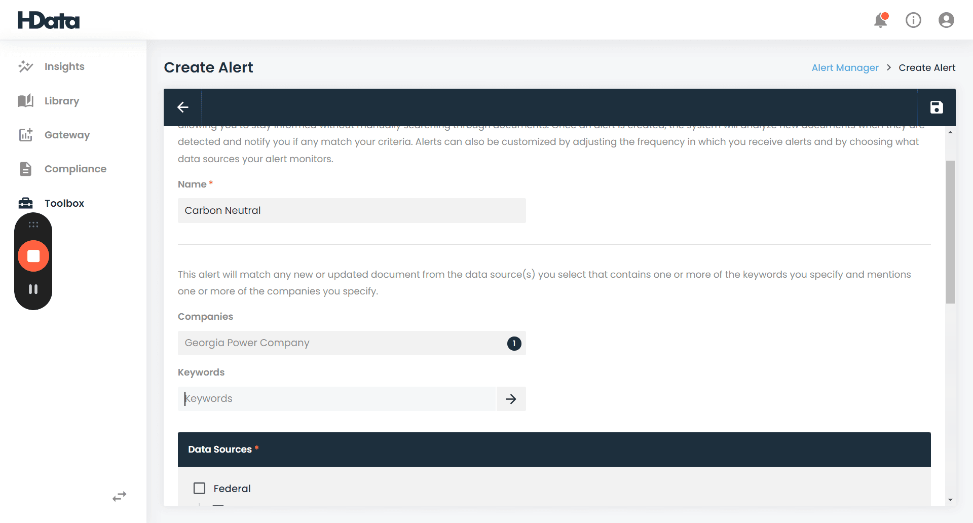 Step #5: In the Keywords field, type in the words or phrases you'd like alerts for.
