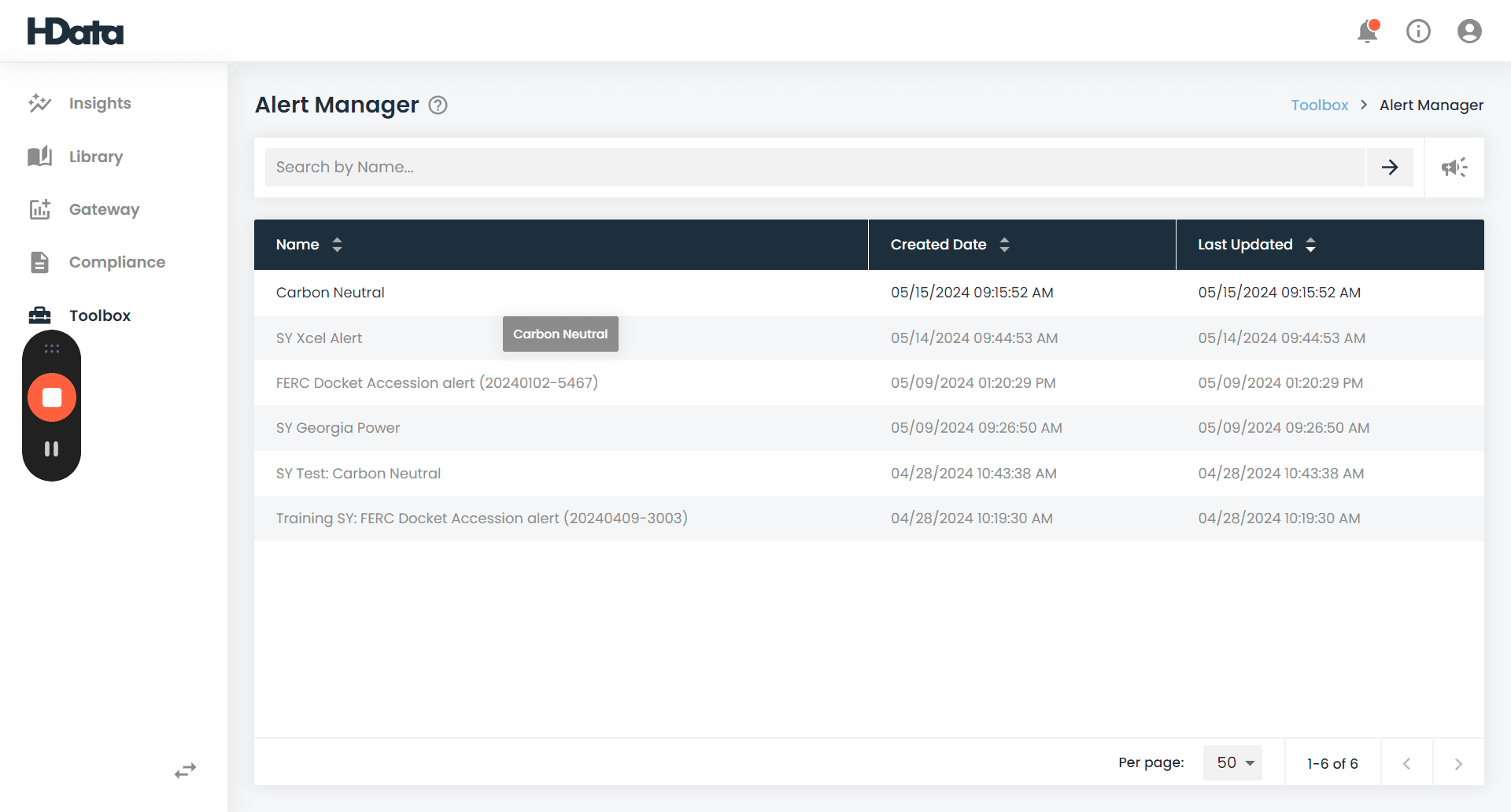Step #8: Your newly created alert will appear in the Alert Manager library